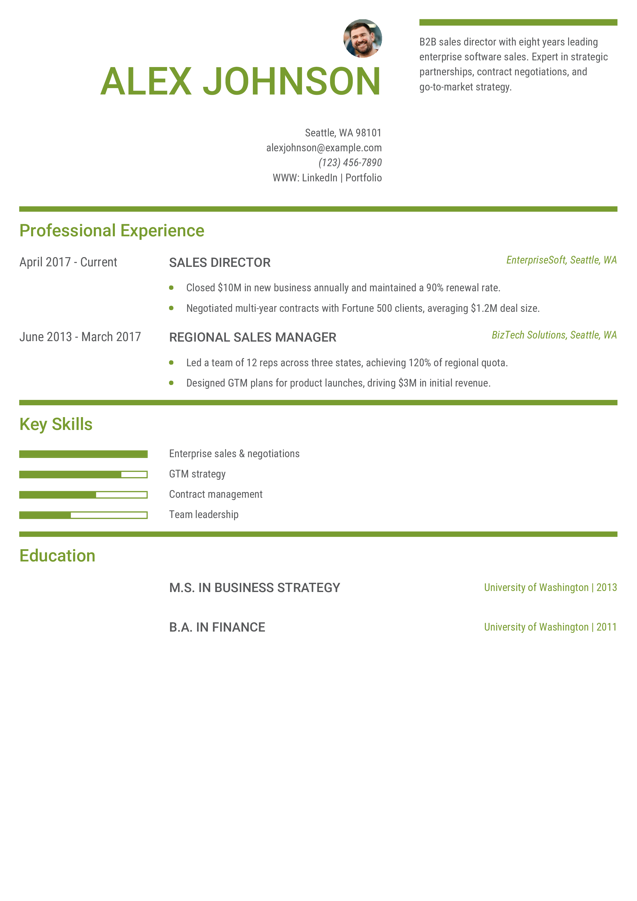 B2B Sales Director Resume