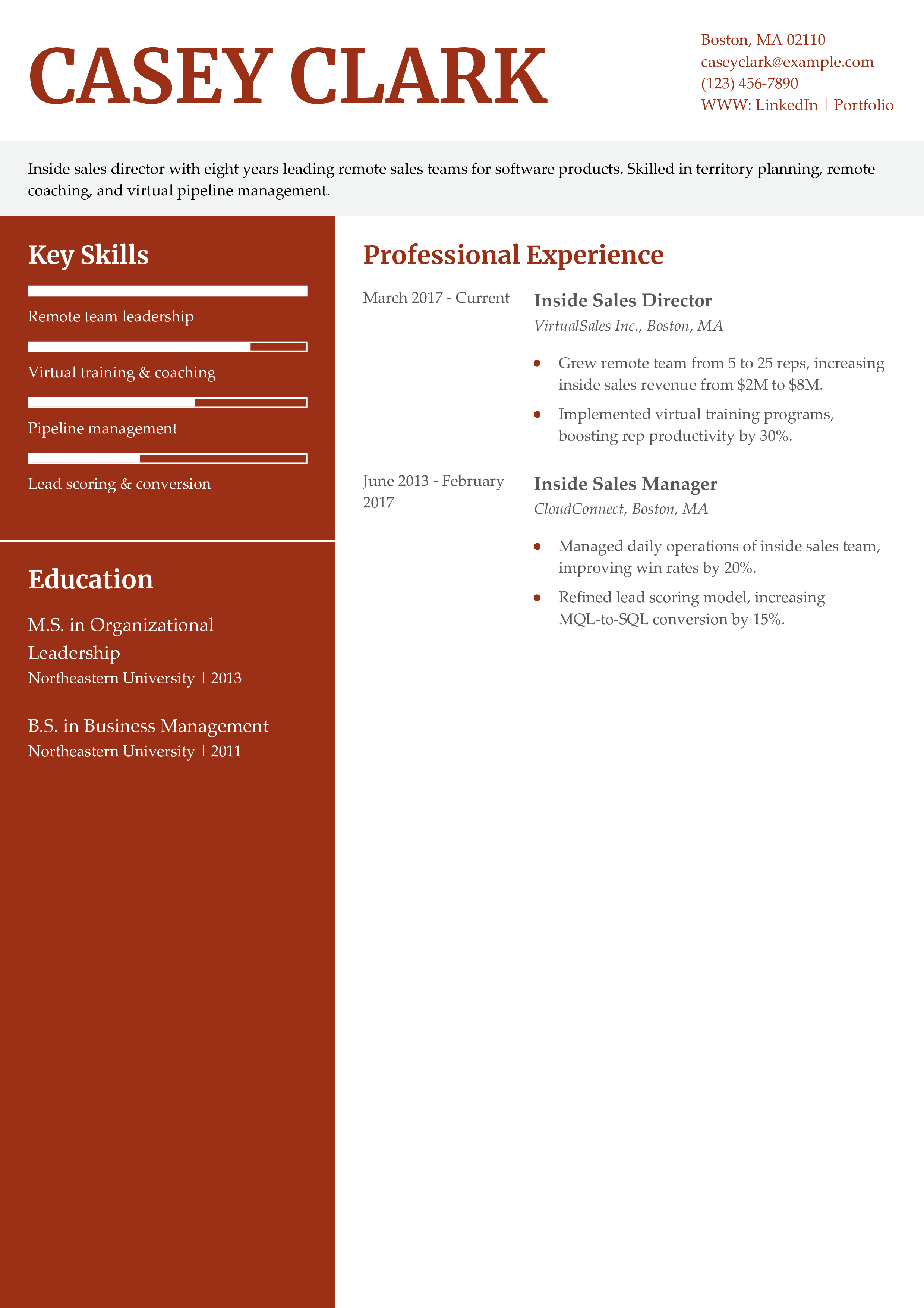Inside Sales Director Resume