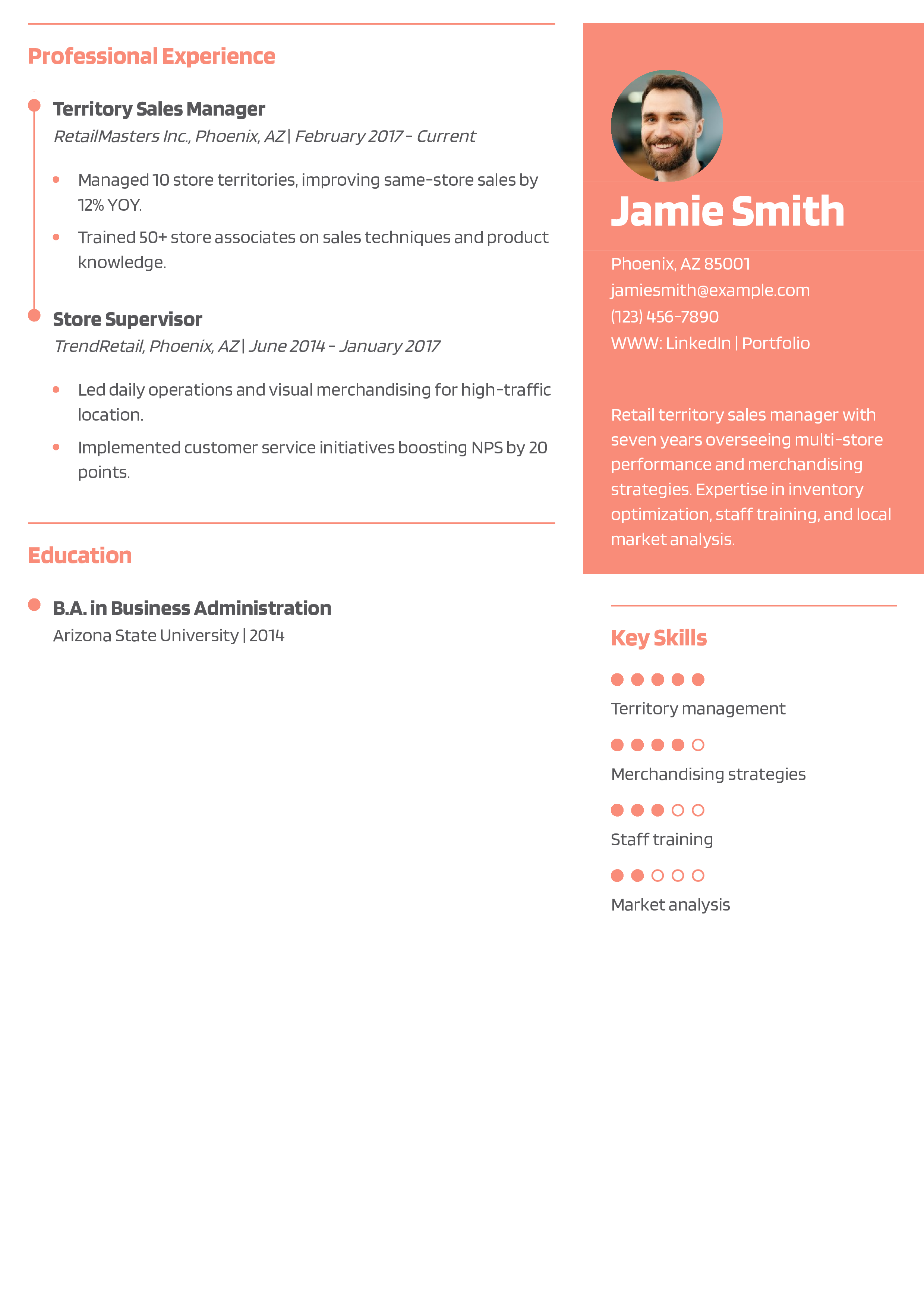 Retail Territory Sales Manager Resume