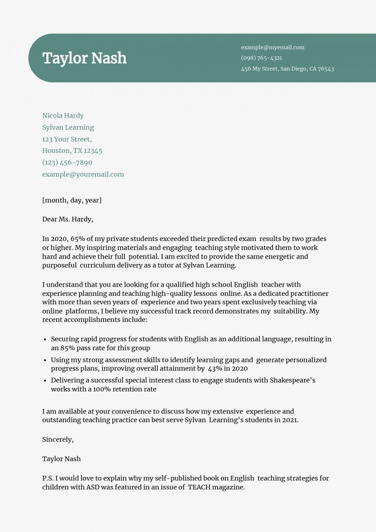 Tutor Cover Letter Examples And Templates For Resumebuilder