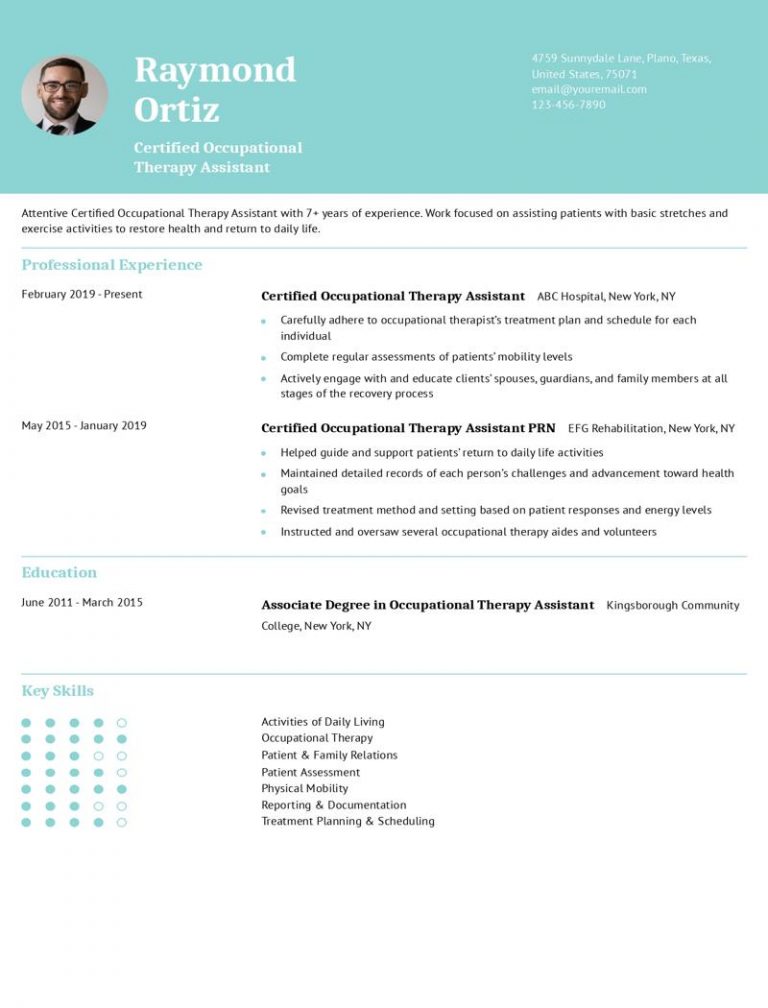 Certified Occupational Therapy Assistant Resume Examples And Templates