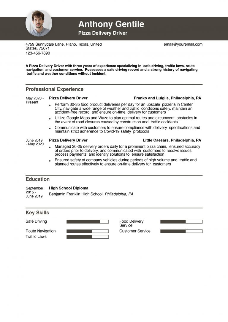 Pizza Delivery Driver Resume Examples And Templates For 2024