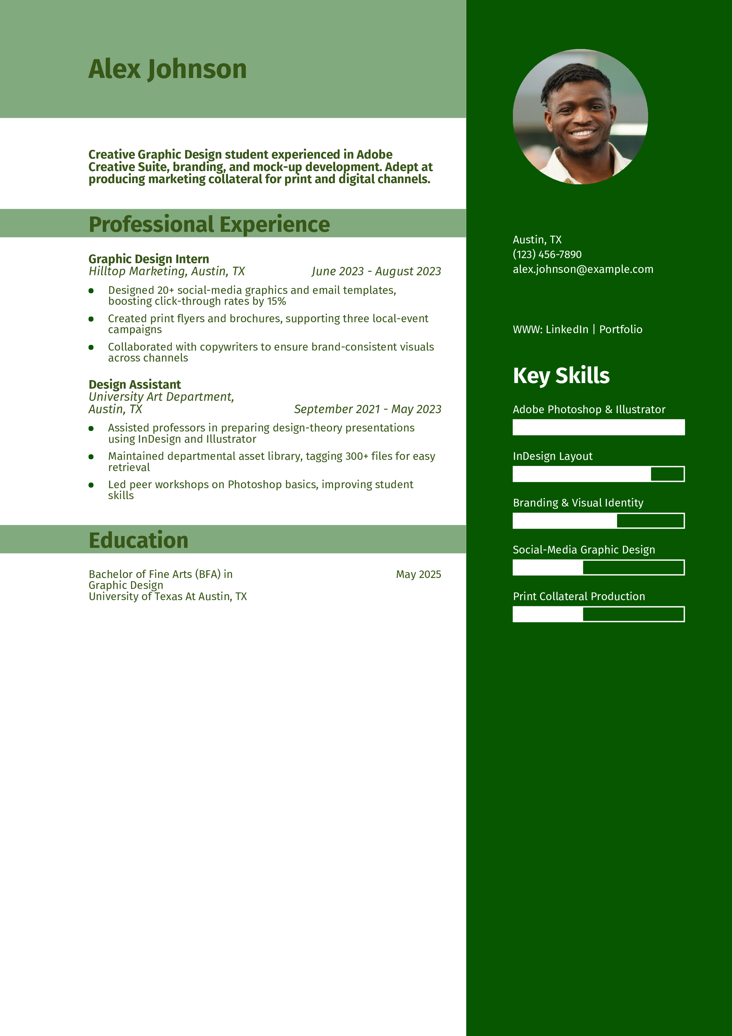 Graphic Design Internship Resume