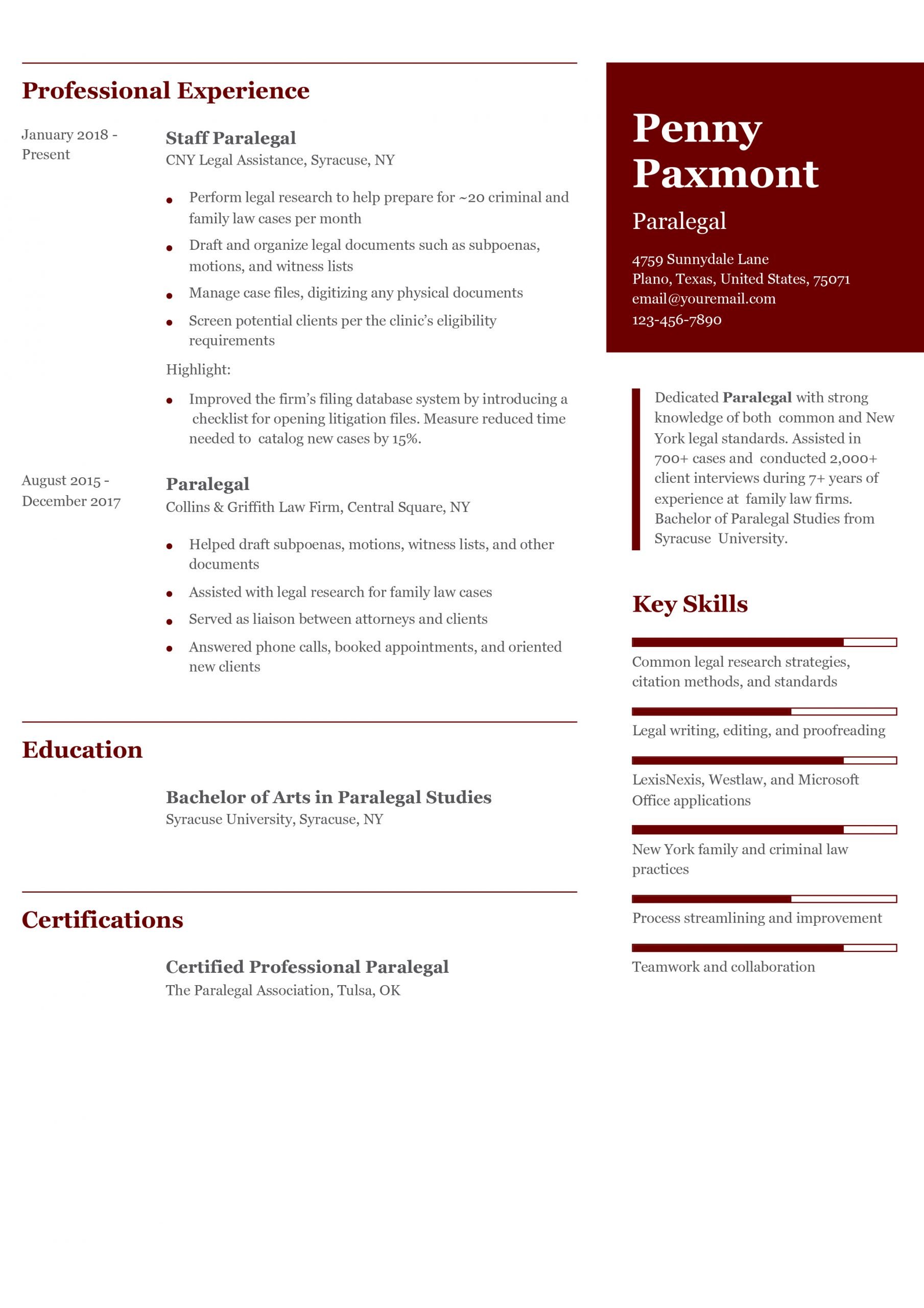 Paralegal Resume Examples and Templates for 2024
