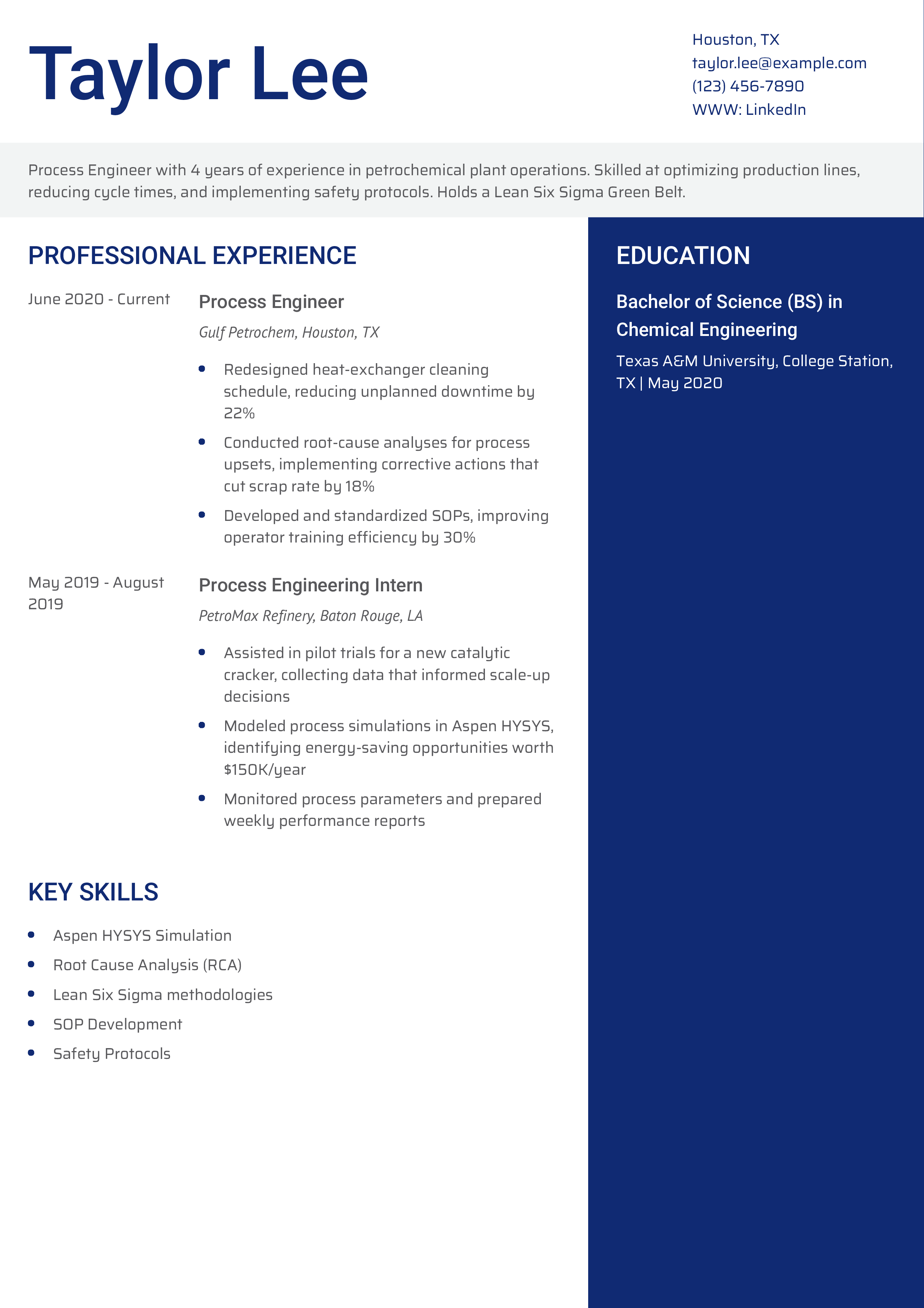 Process Engineer Resume