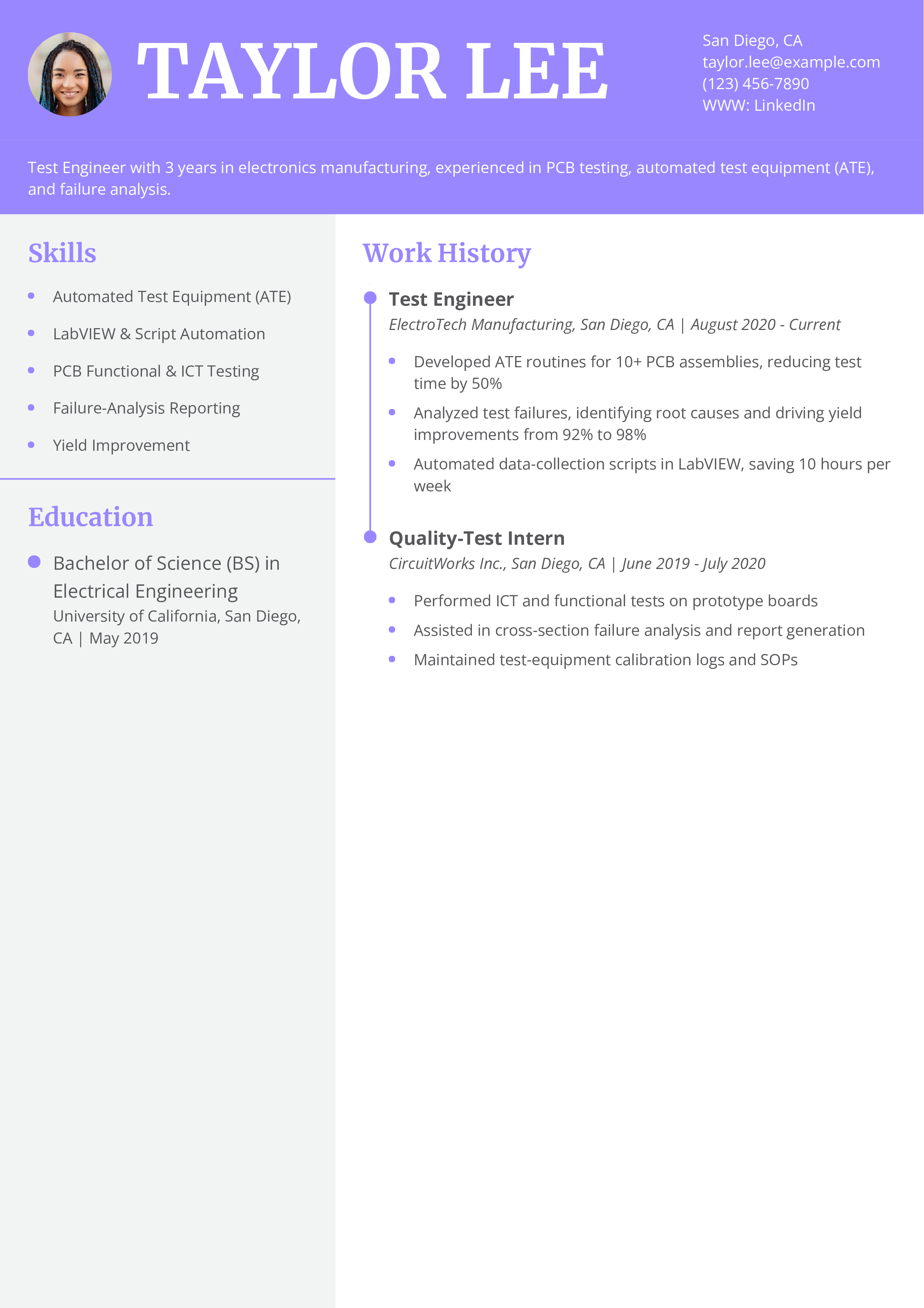 Test Engineer Resume