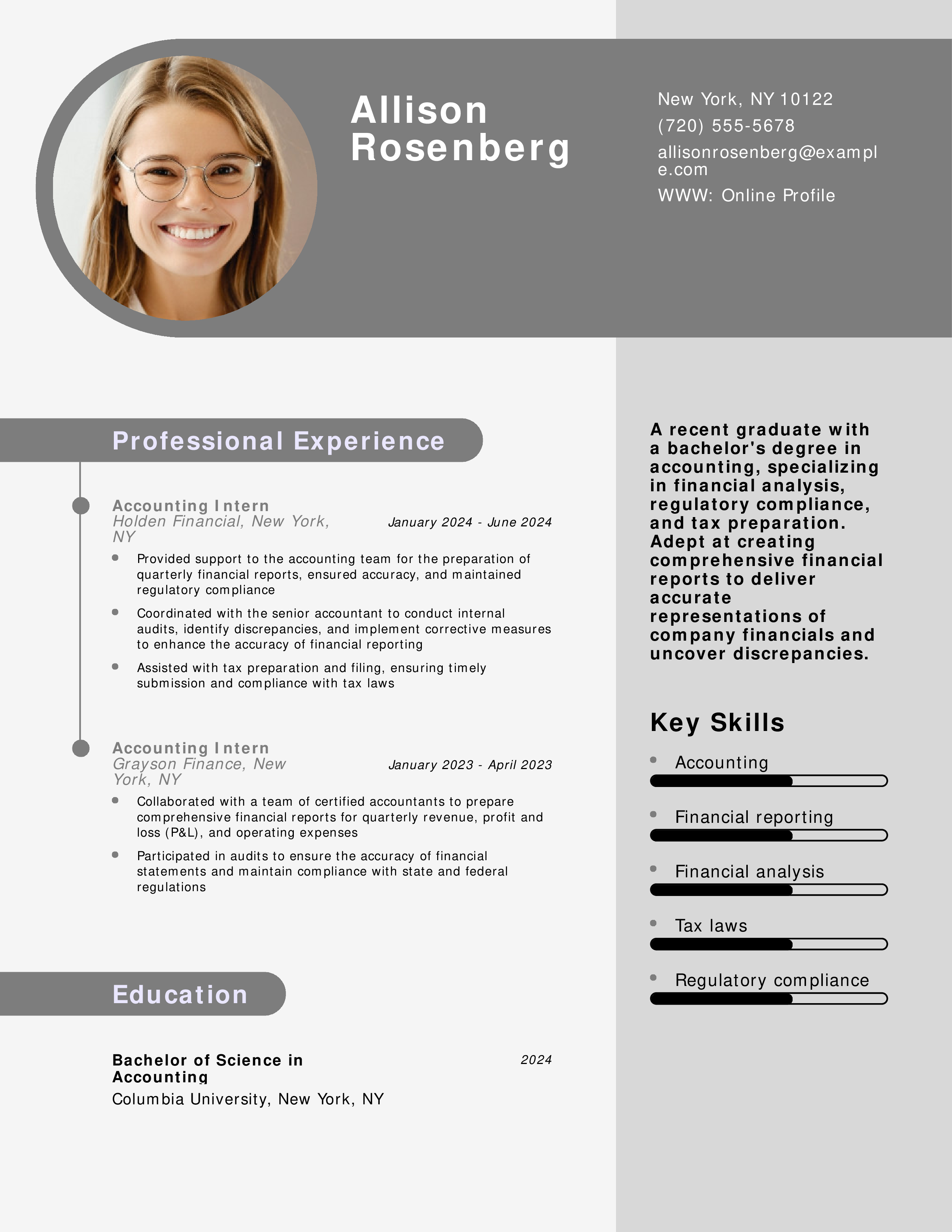 Accountant Intern Resume