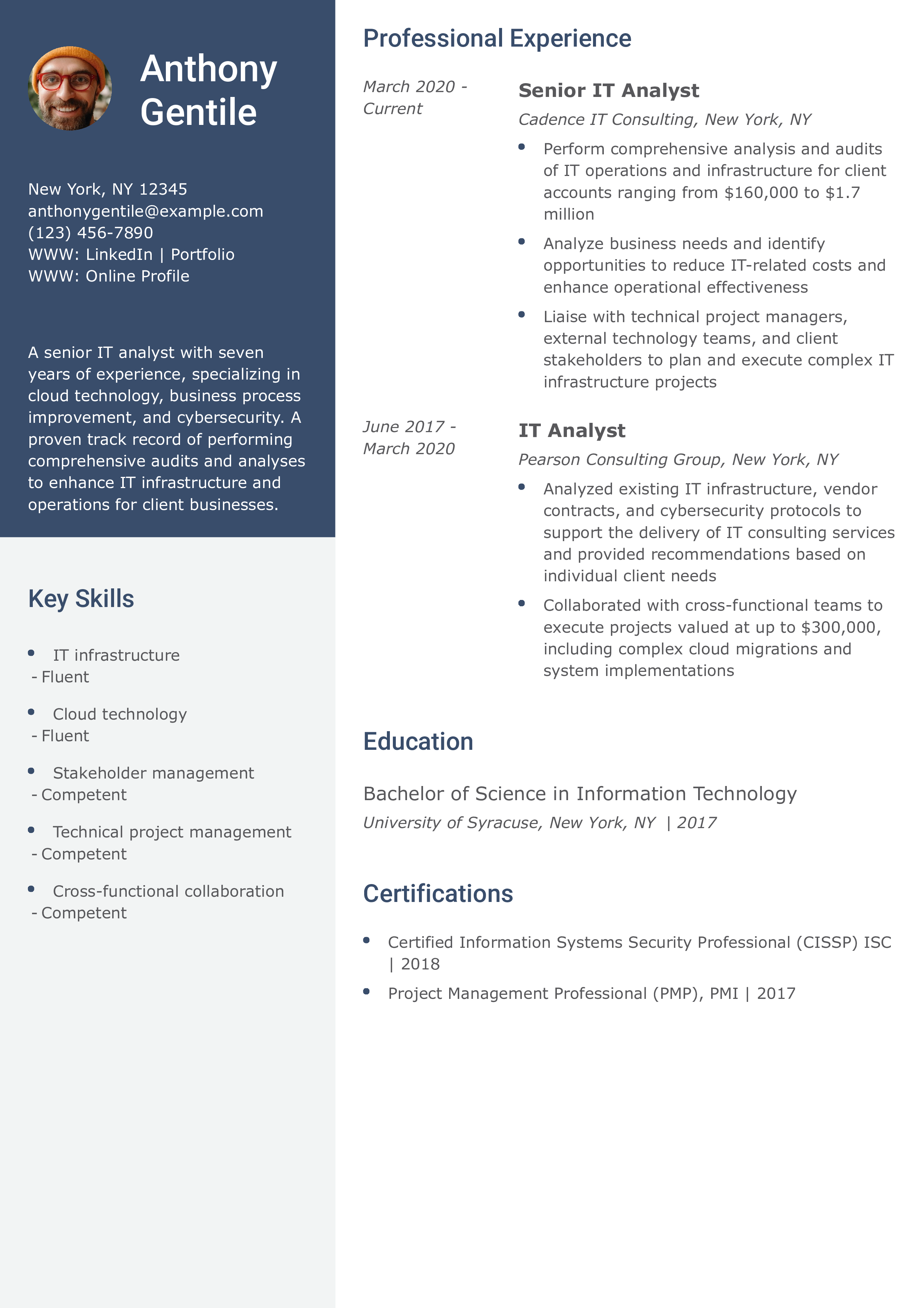 IT Analyst Resume