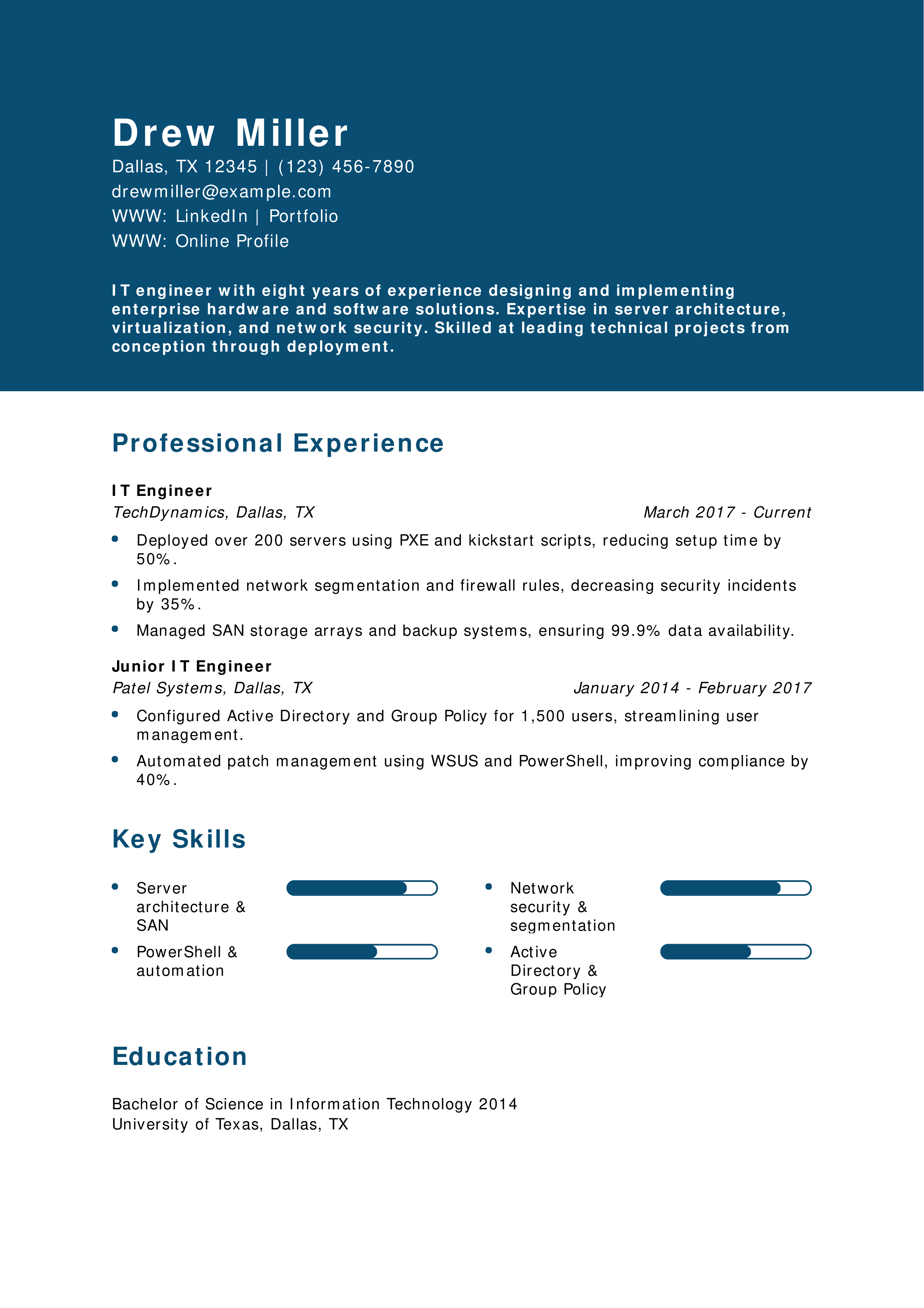IT Engineer Resume