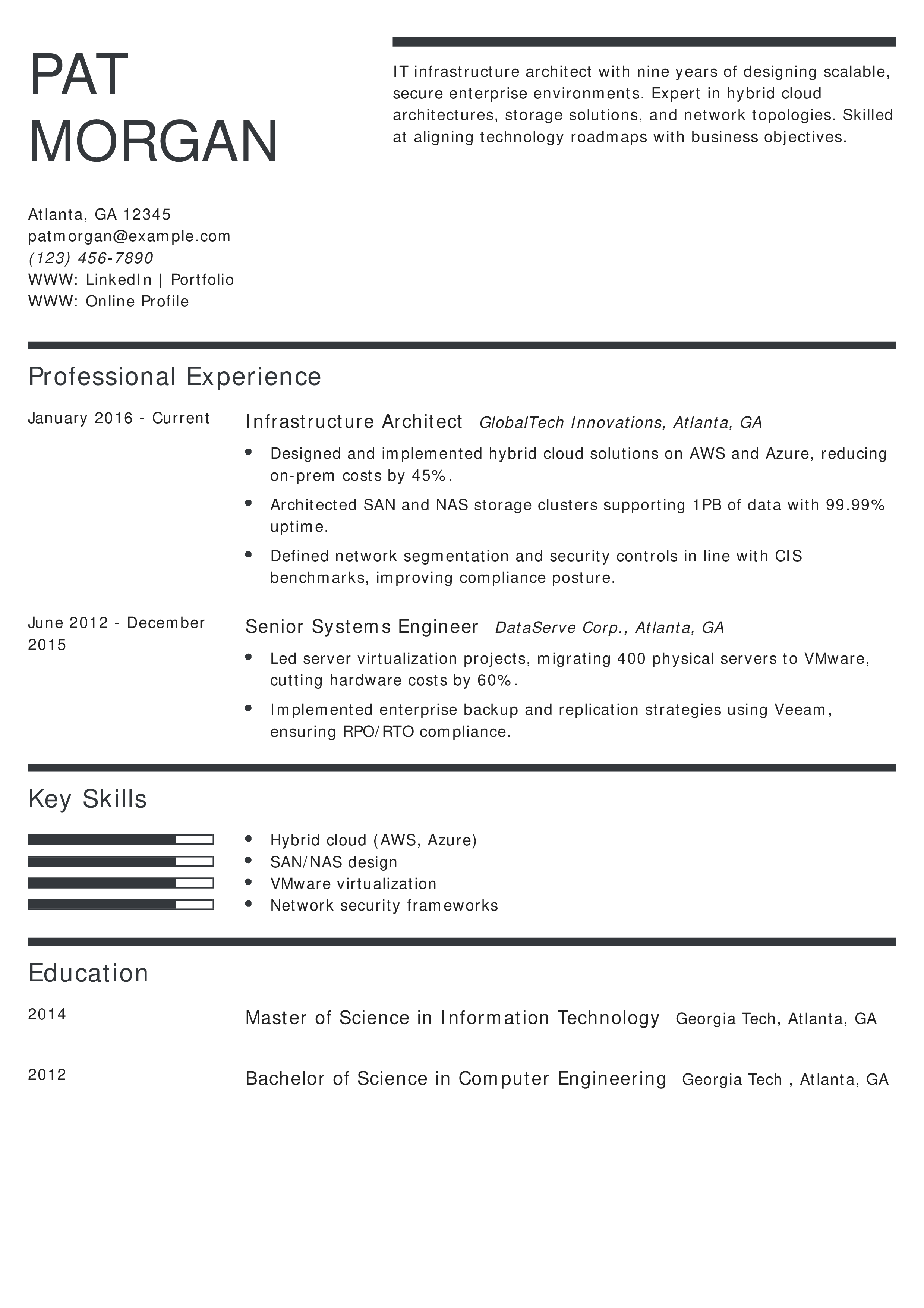 IT Infrastructure Architect Resume
