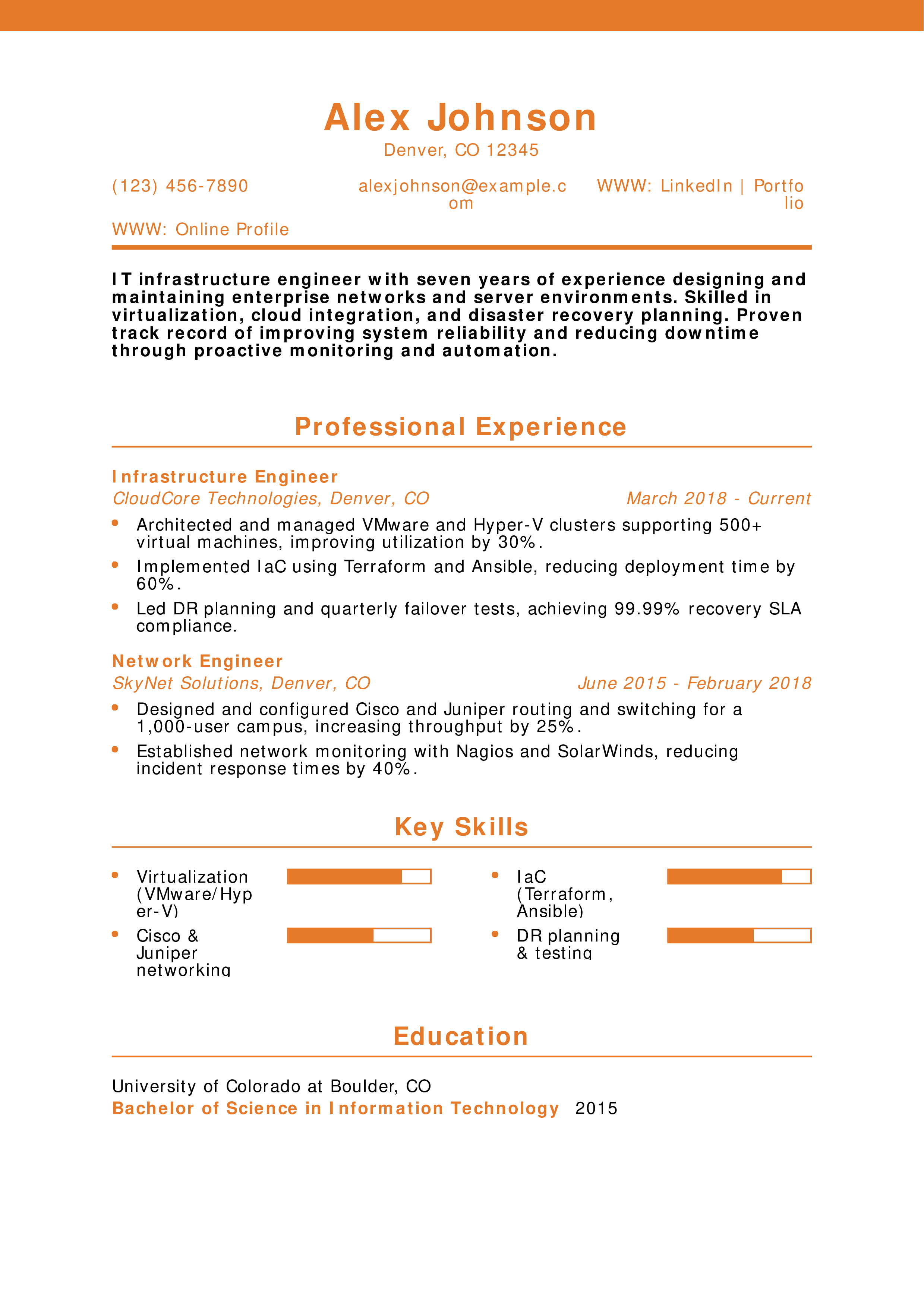 IT Infrastructure Engineer Resume