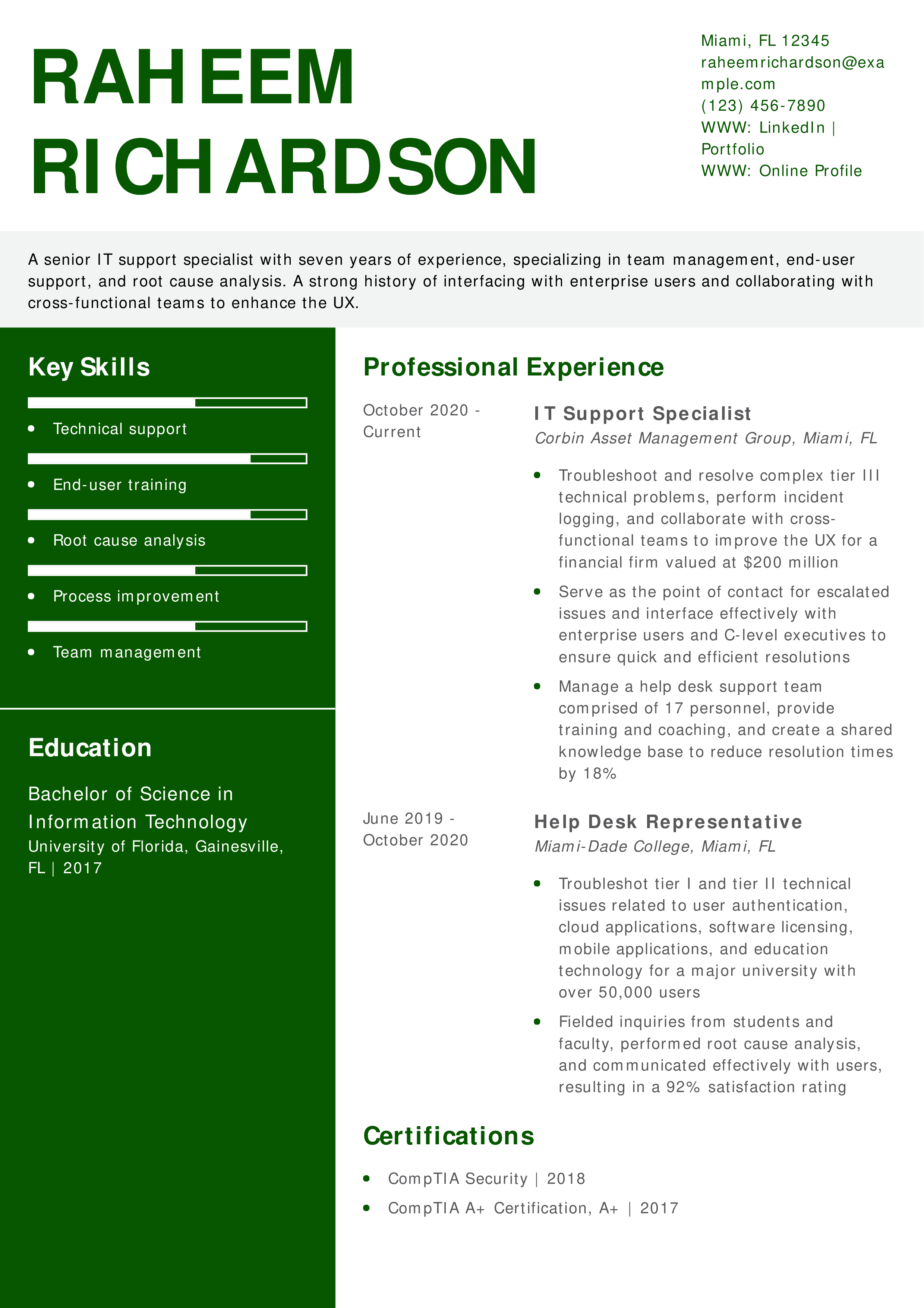 IT Support Resume