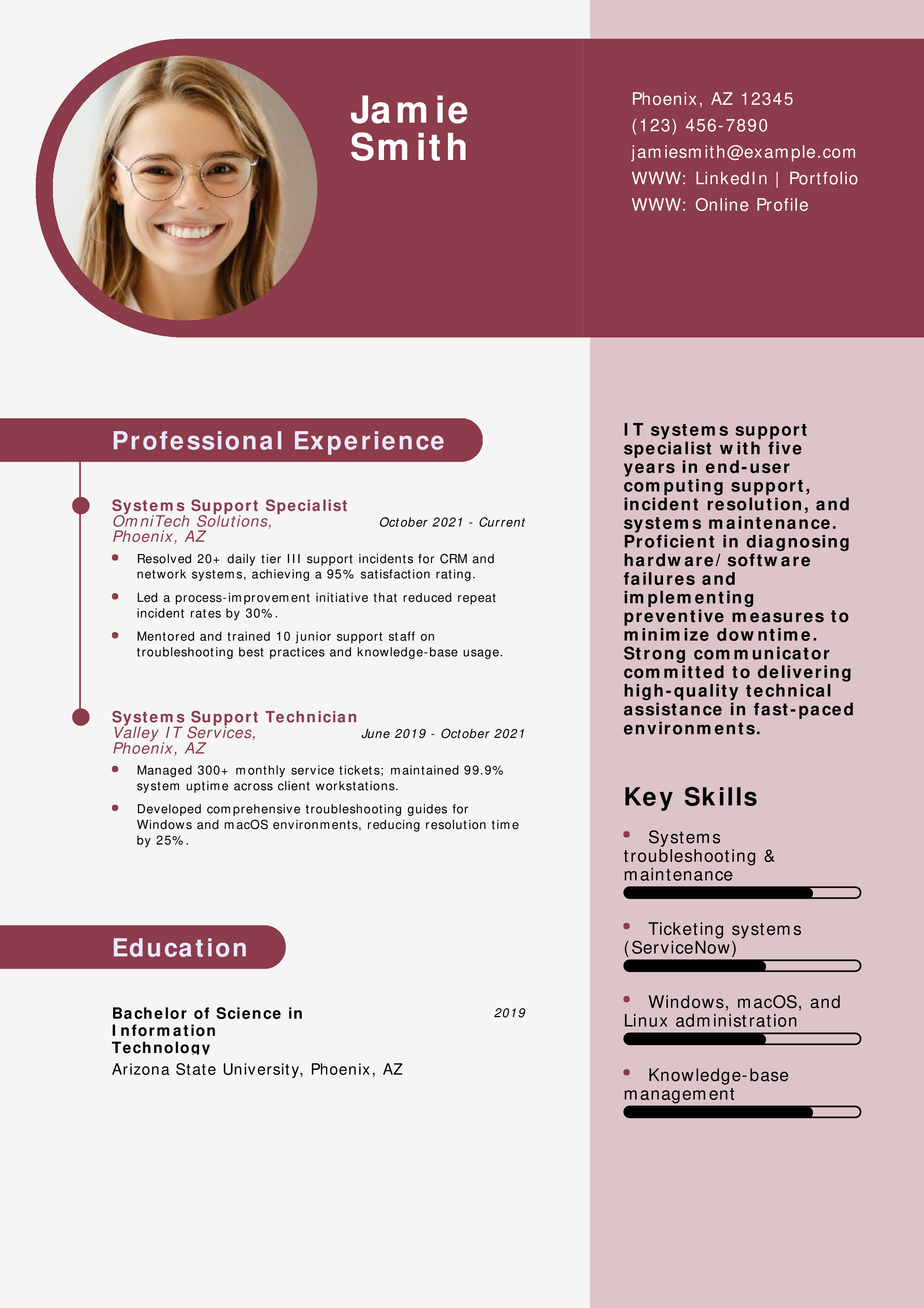 IT Systems Support Specialist Resume