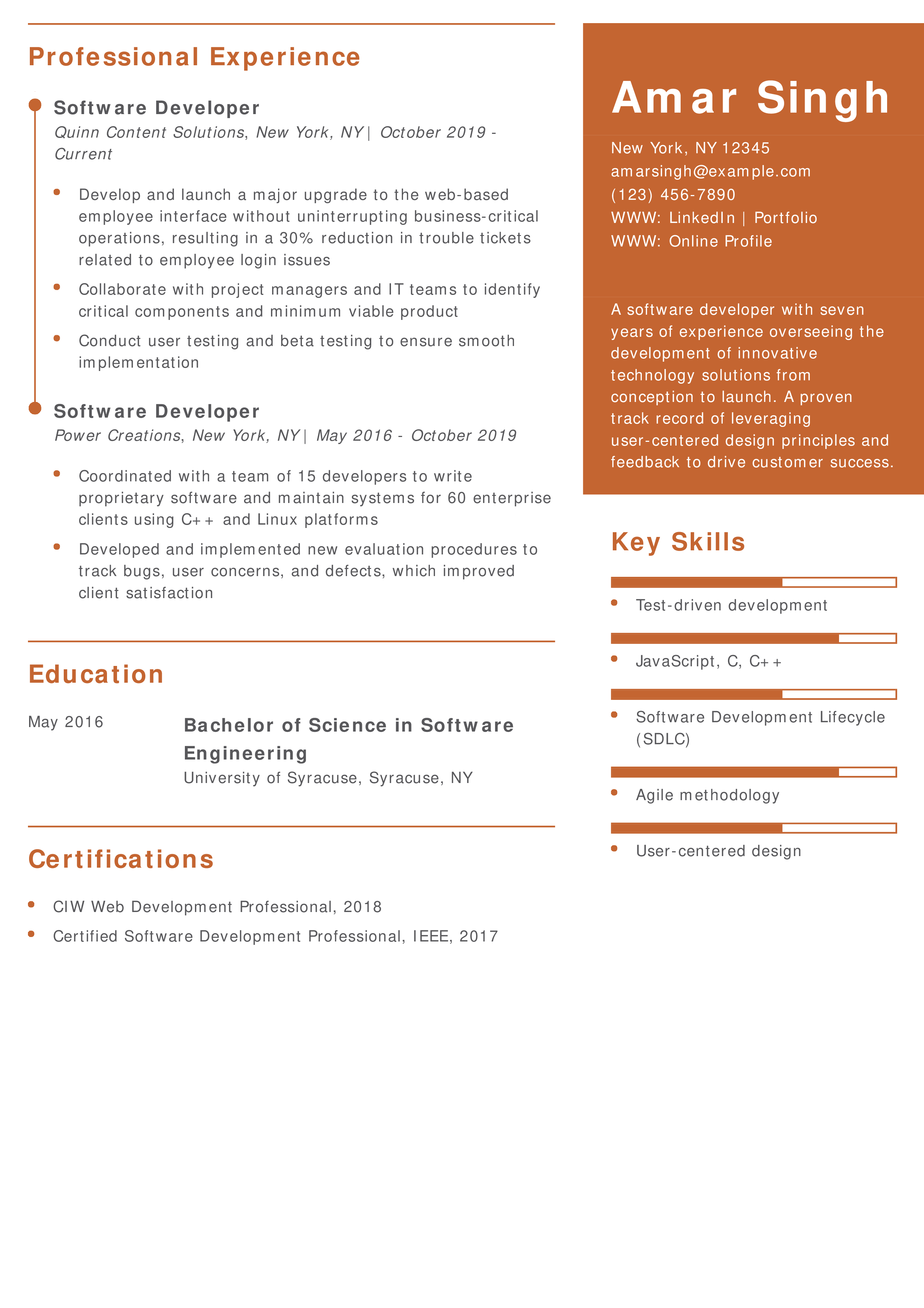 Mid-career Information Technology Resume