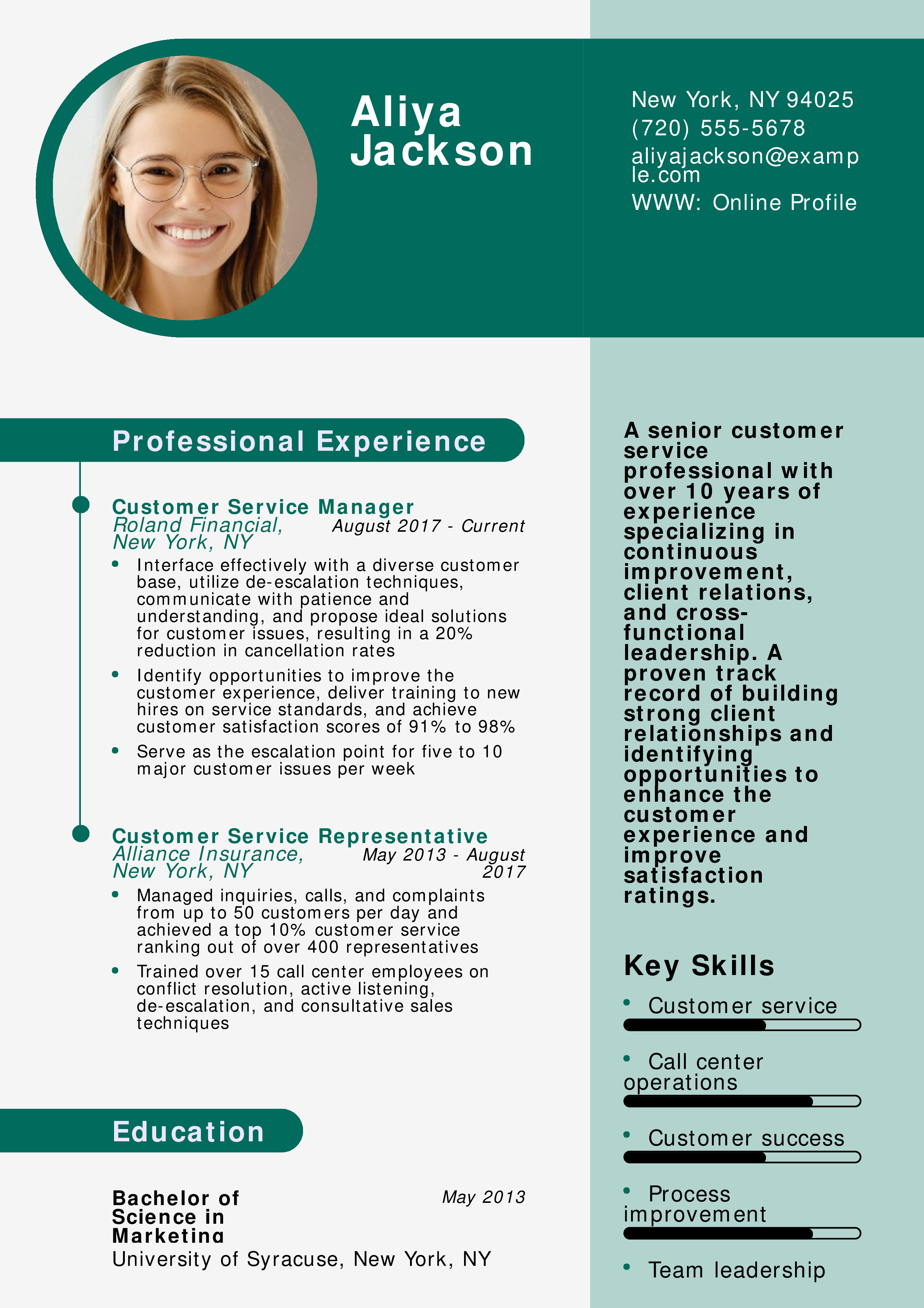 Senior-Level Customer Service Representative Resume