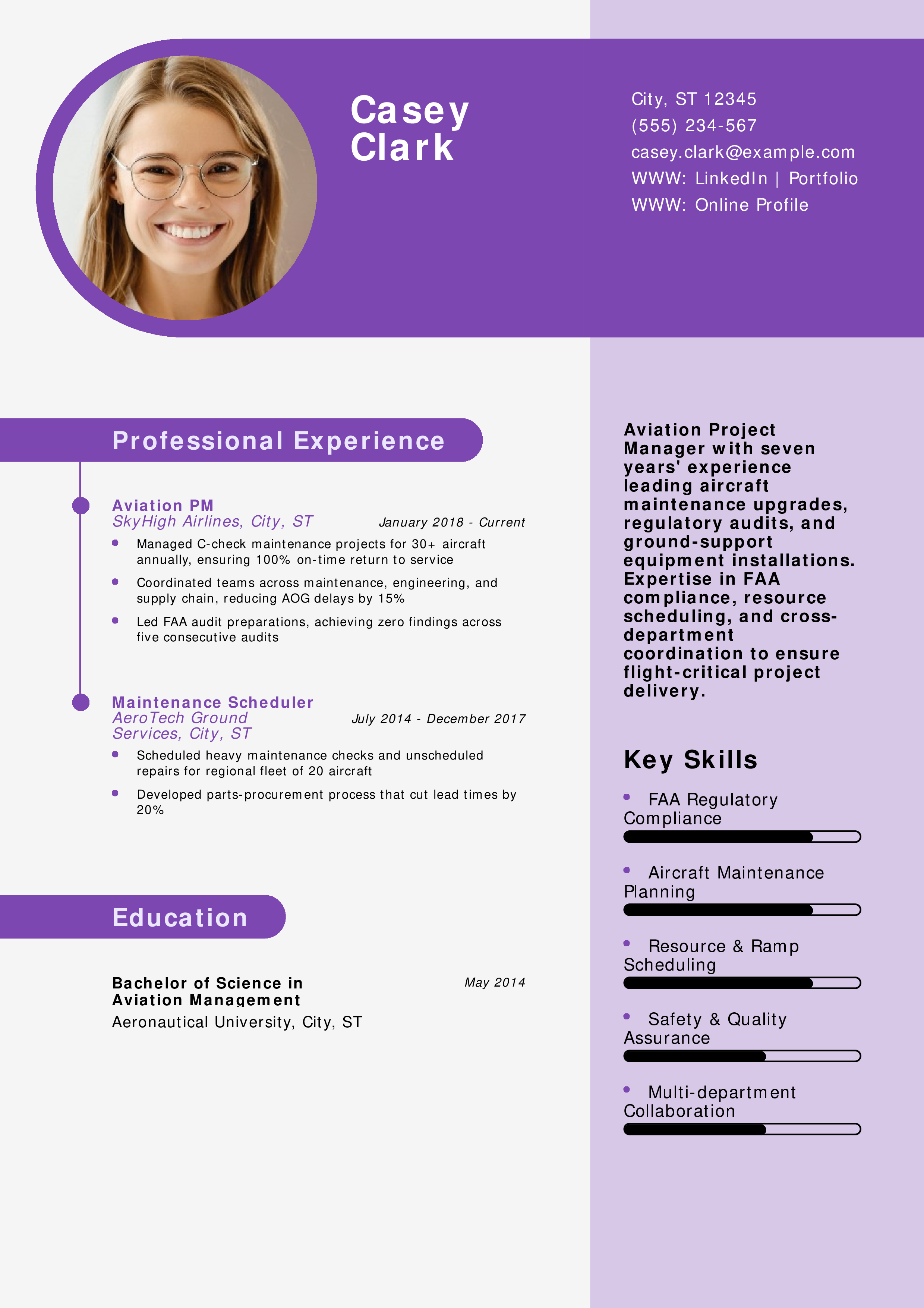 Aviation Project Manager Resume