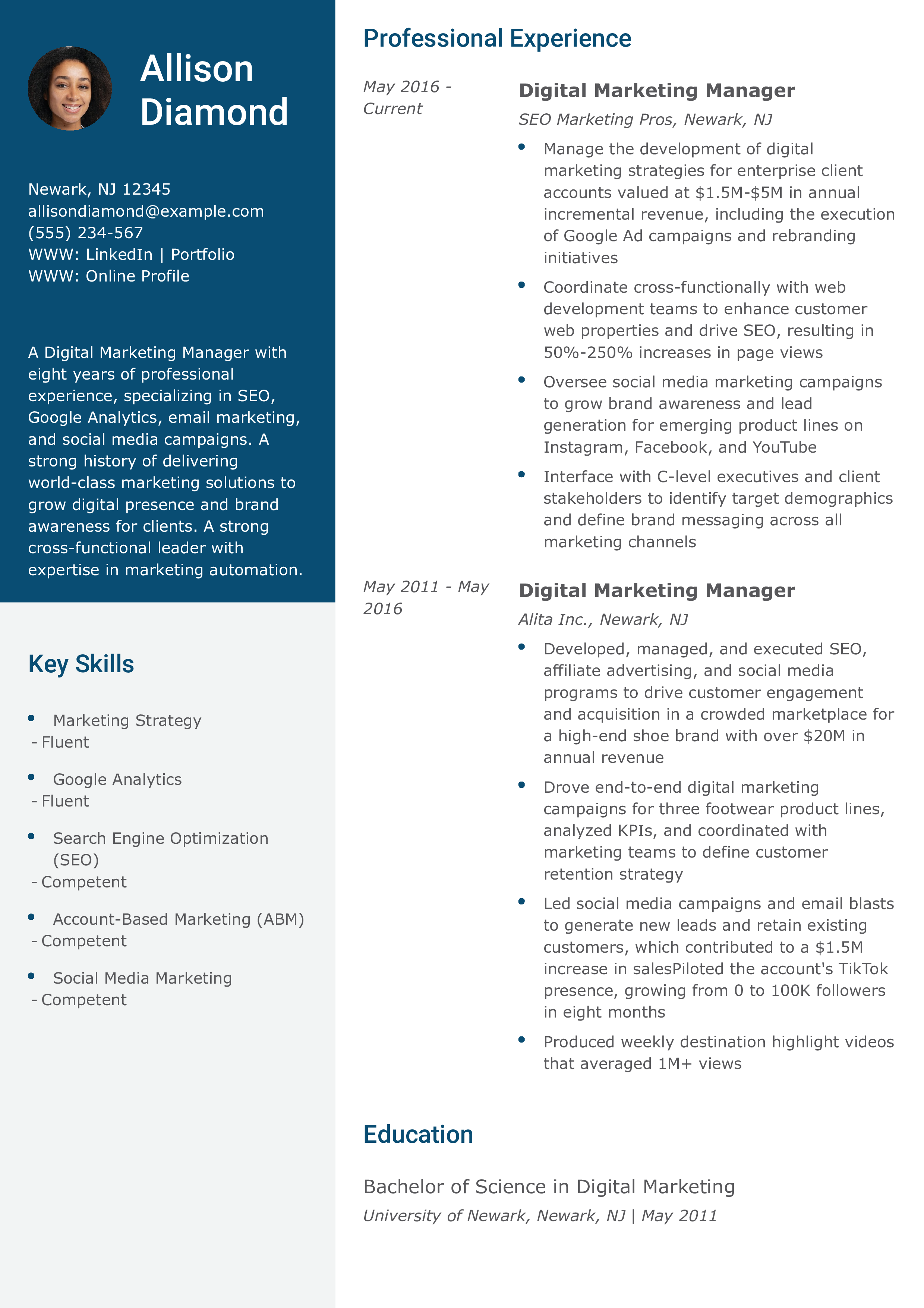 Digital Marketing Manager Resume