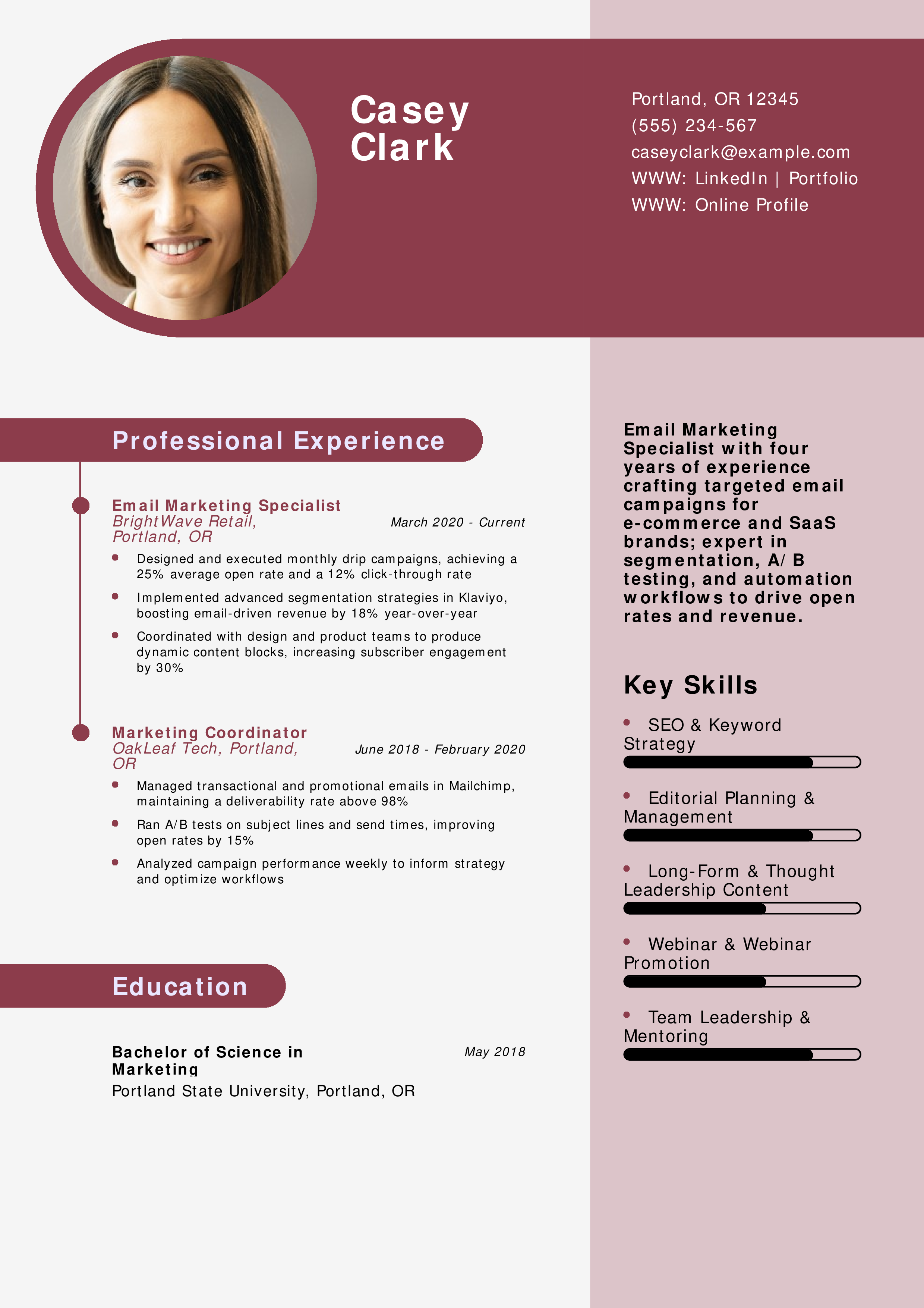 Email Marketing Specialist Resume