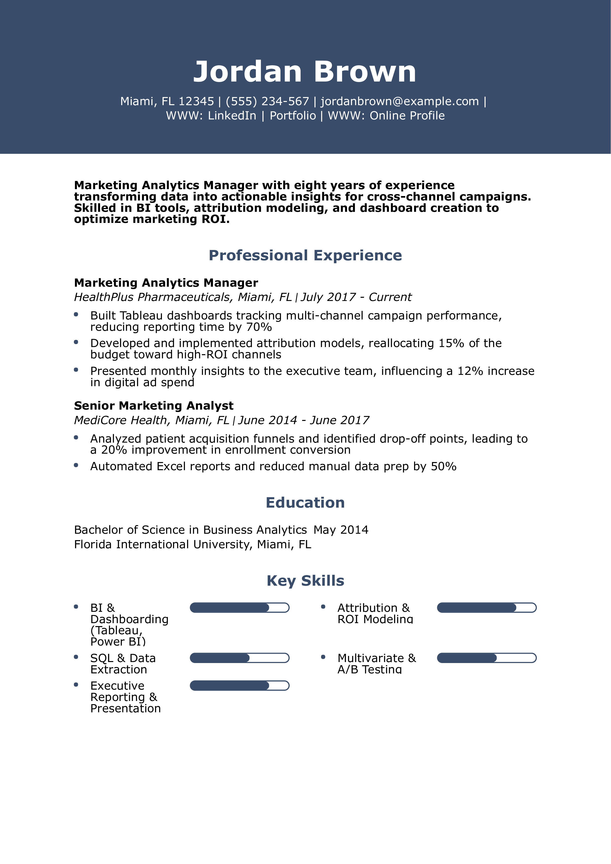 Marketing Analytics Manager Resume