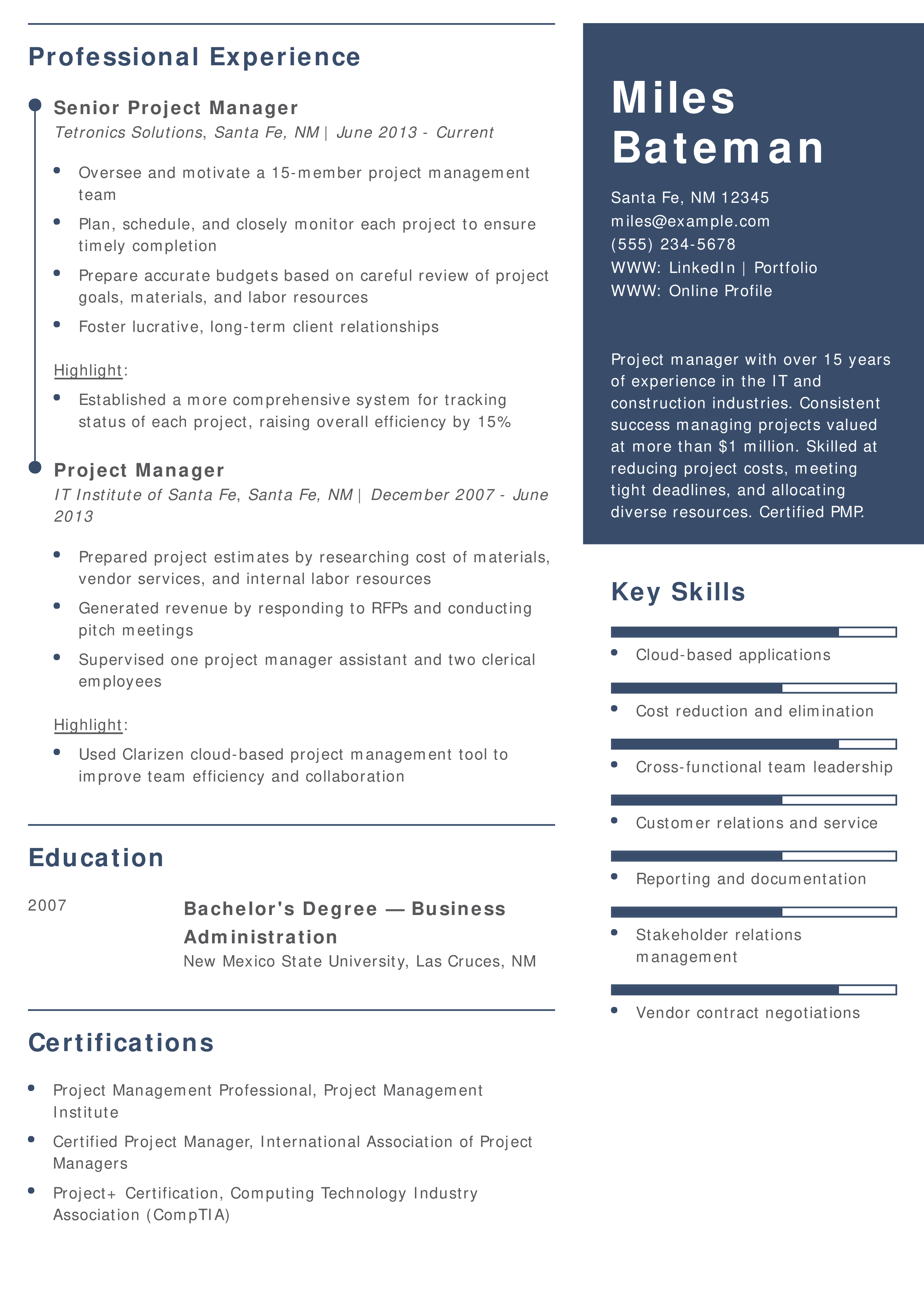 Senior-Level Project Manager Resume