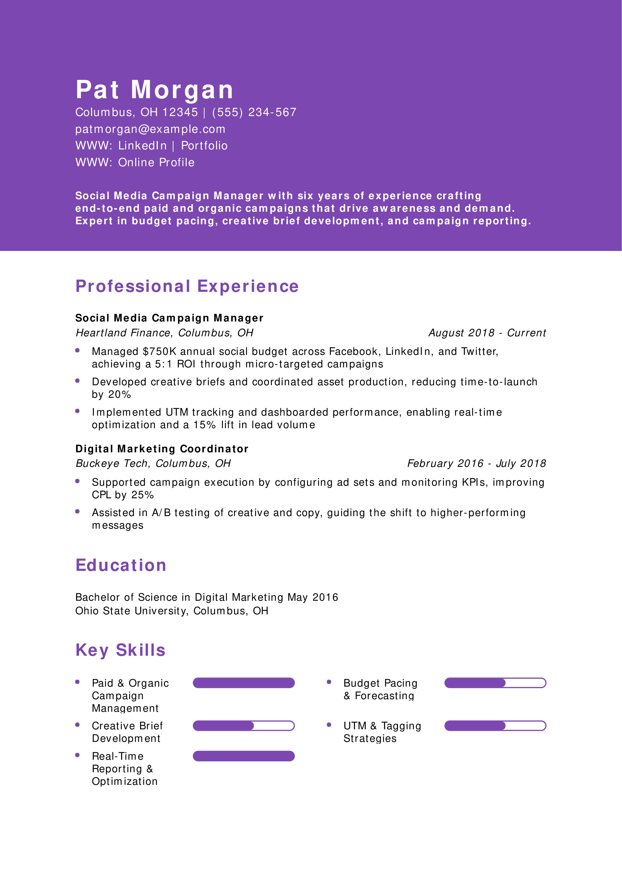 Social Media Campaign Manager Resume