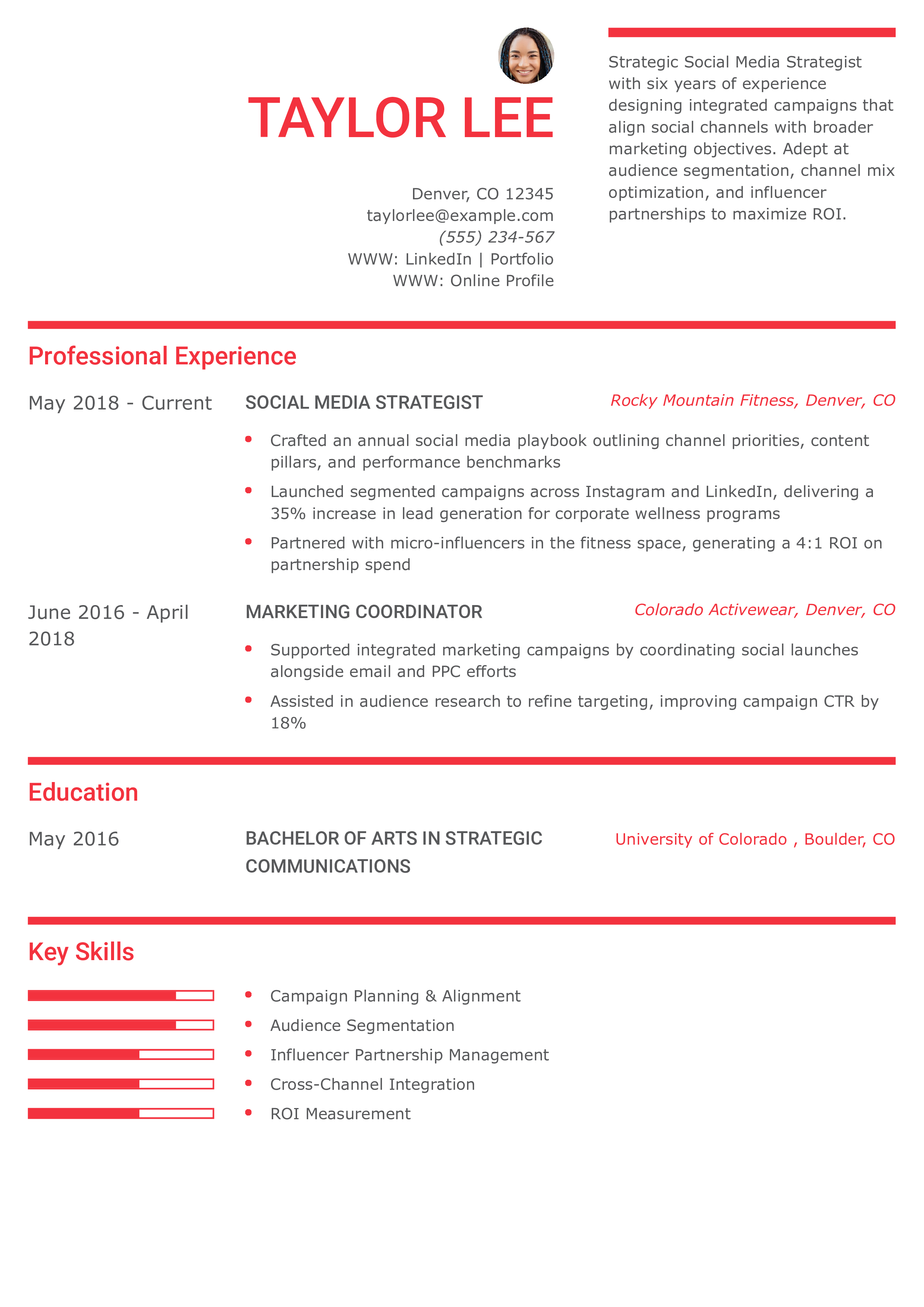 Social Media Strategist Resume