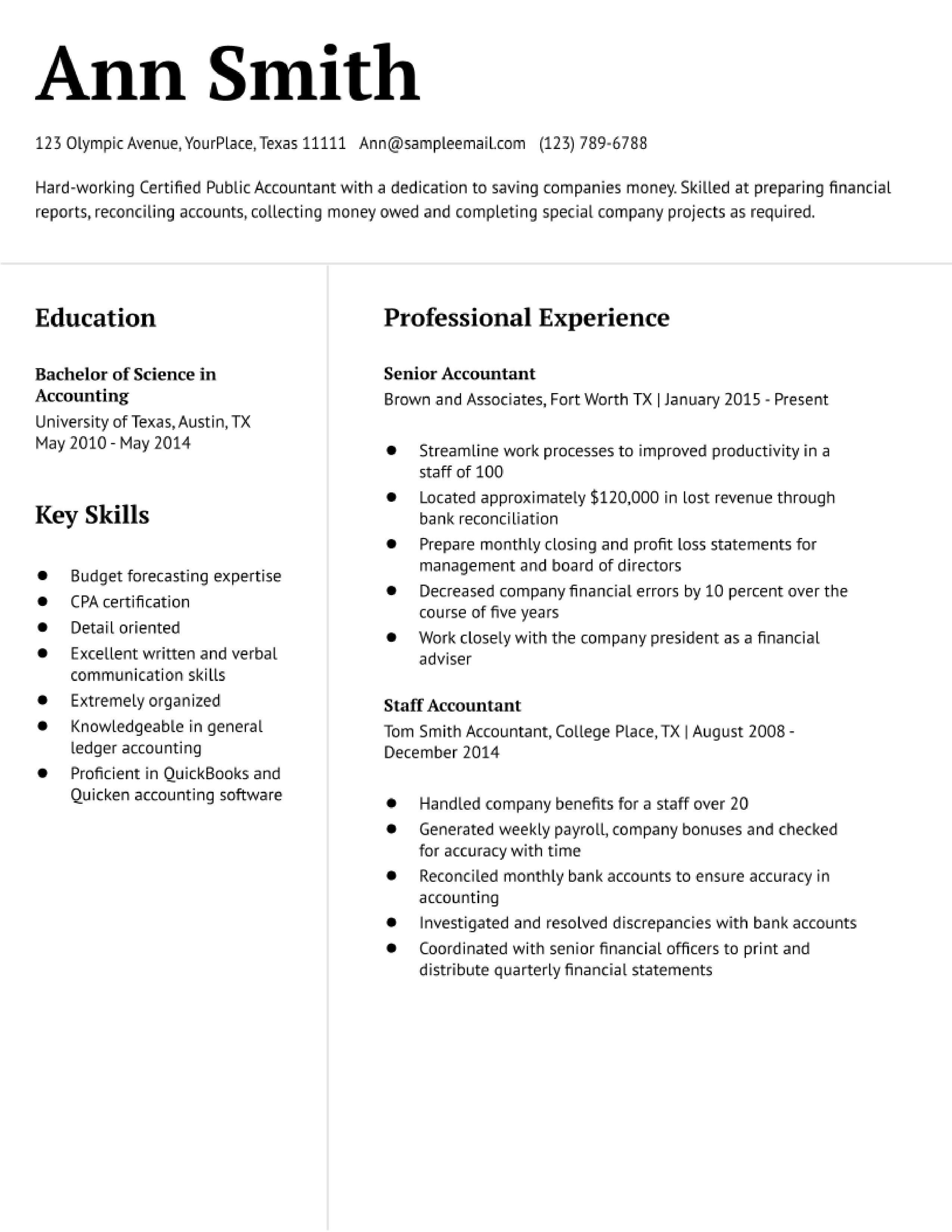 Accountant Resume Examples and Templates for 2024