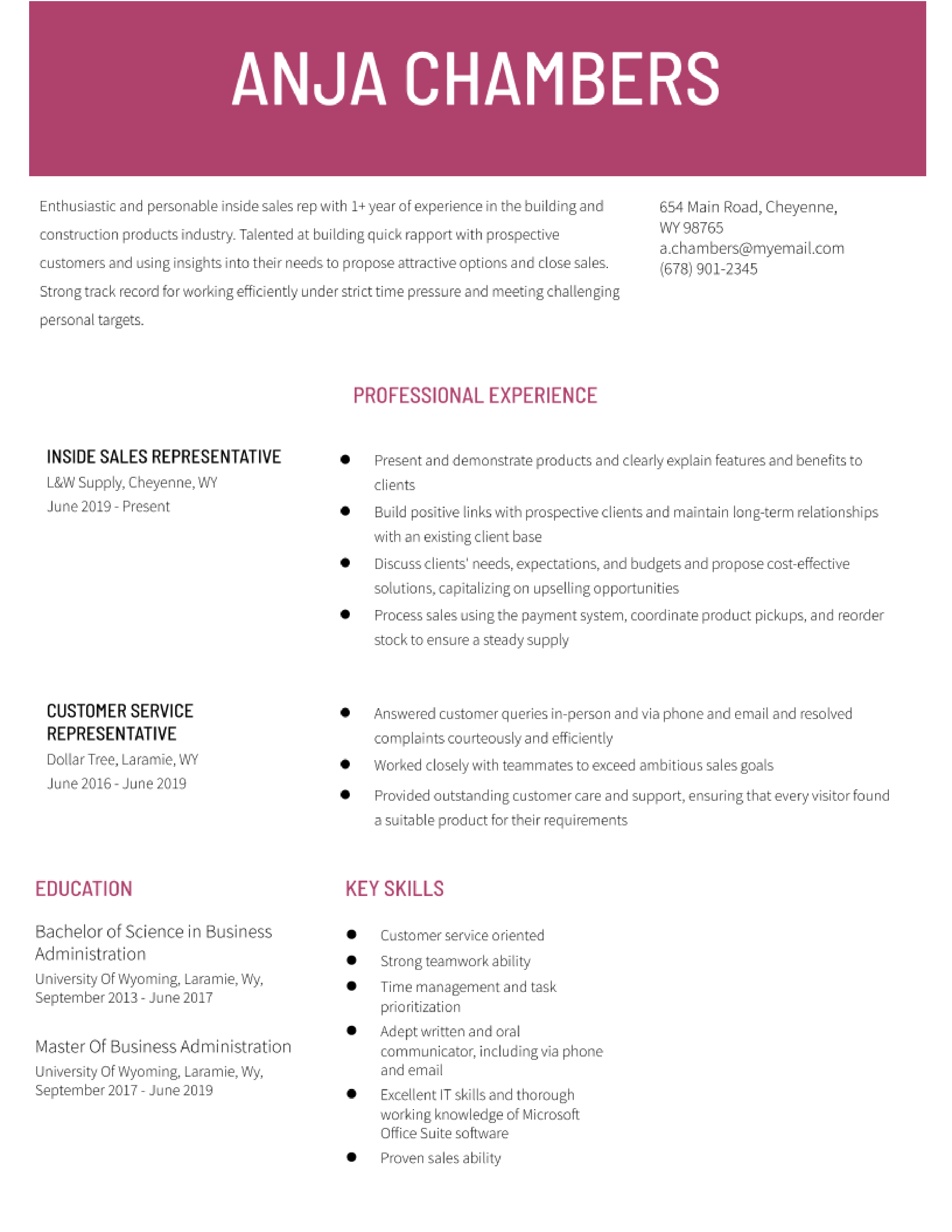 Inside Sales Rep Resume Examples and Templates for 2024 - ResumeBuilder.com