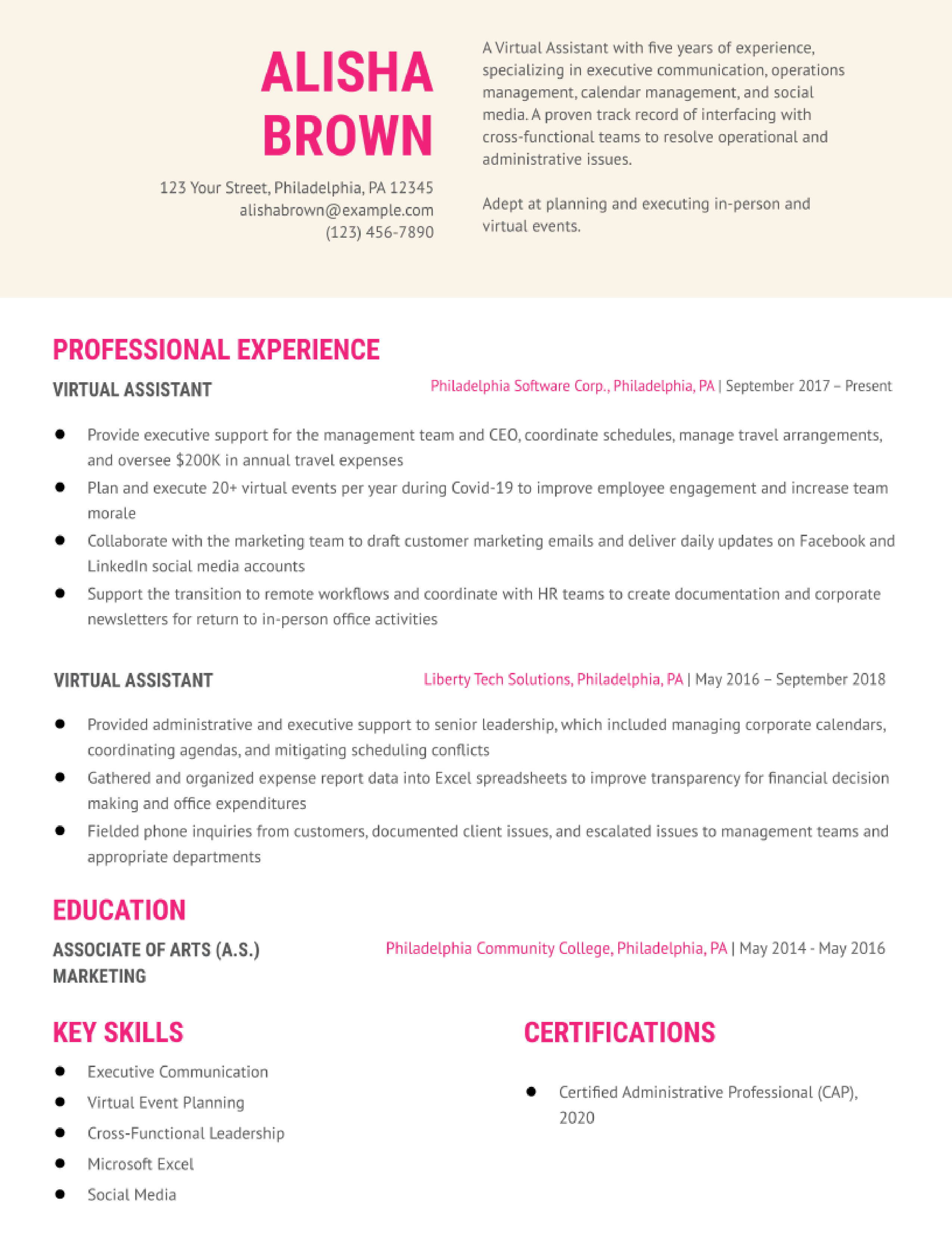 sample resume for virtual assistant with no experience philippines
