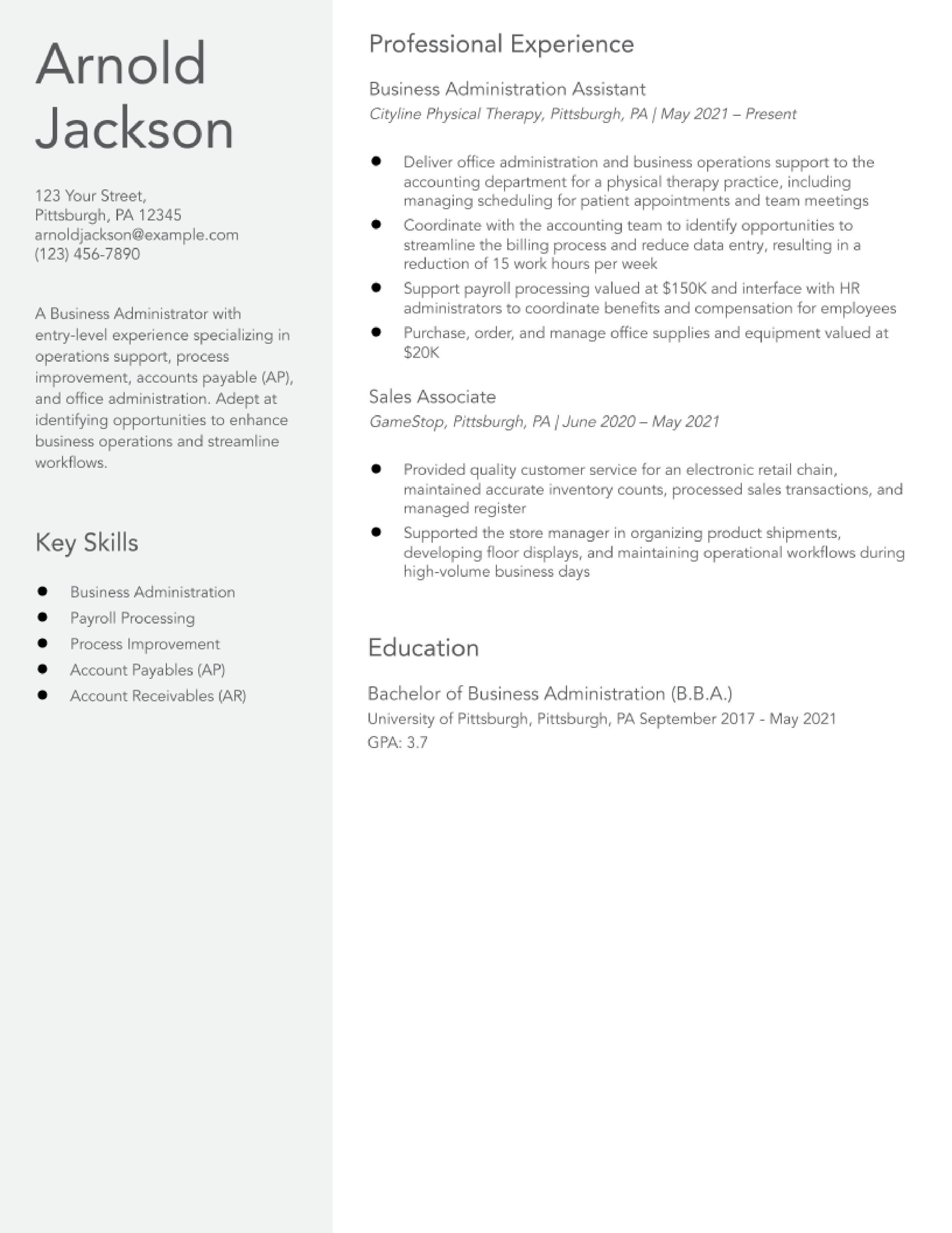 Business Administrator Resume Examples and Templates for 2024