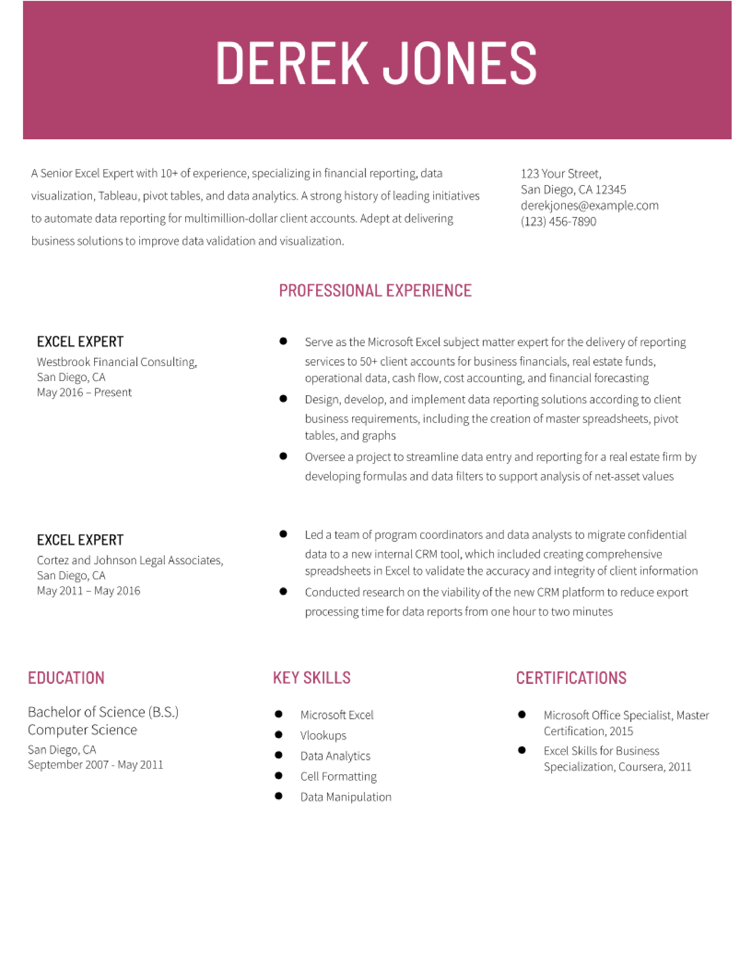 Excel Expert Resume Examples and Templates for 2024 - ResumeBuilder.com