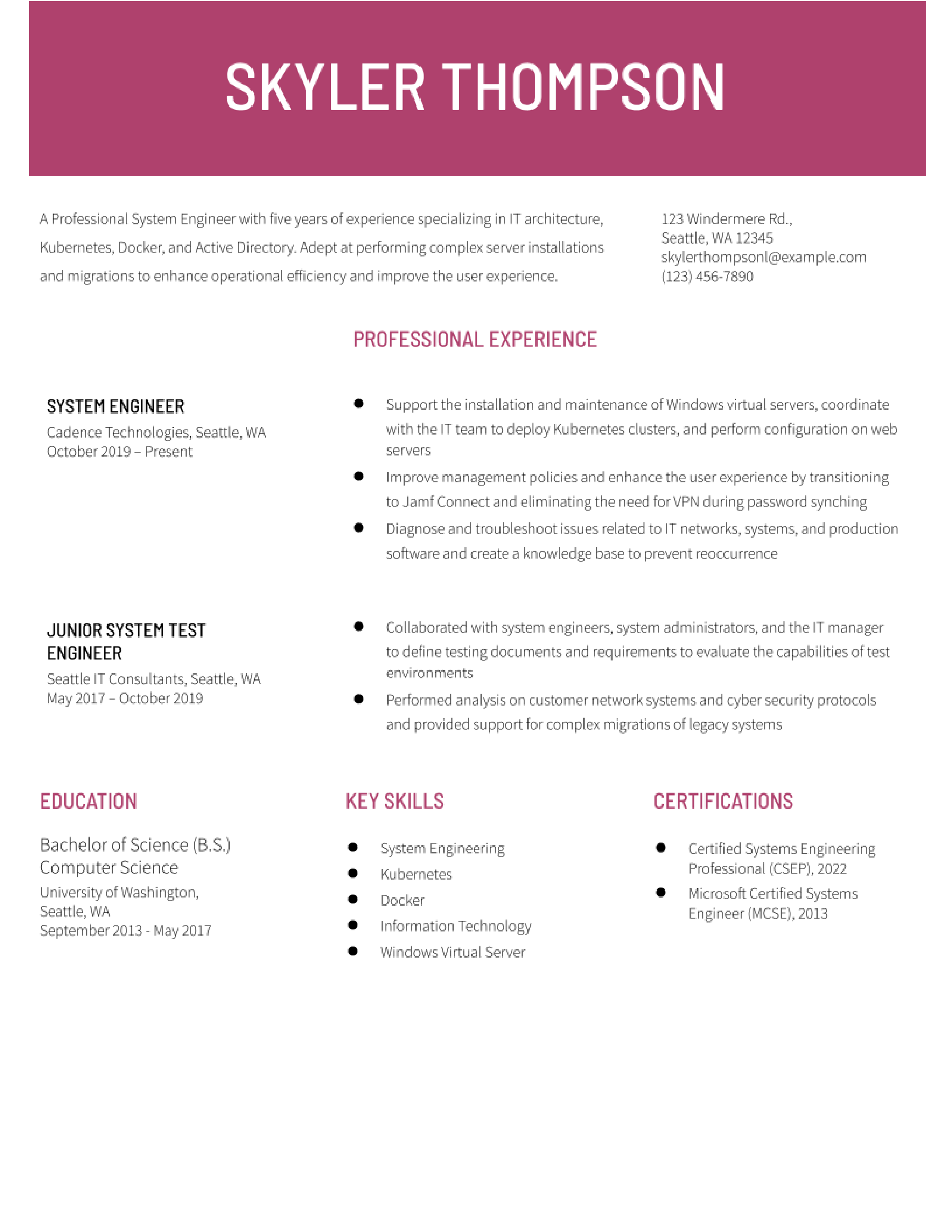 Professional Systems Engineer Resume Examples and Templates for 2024 ...