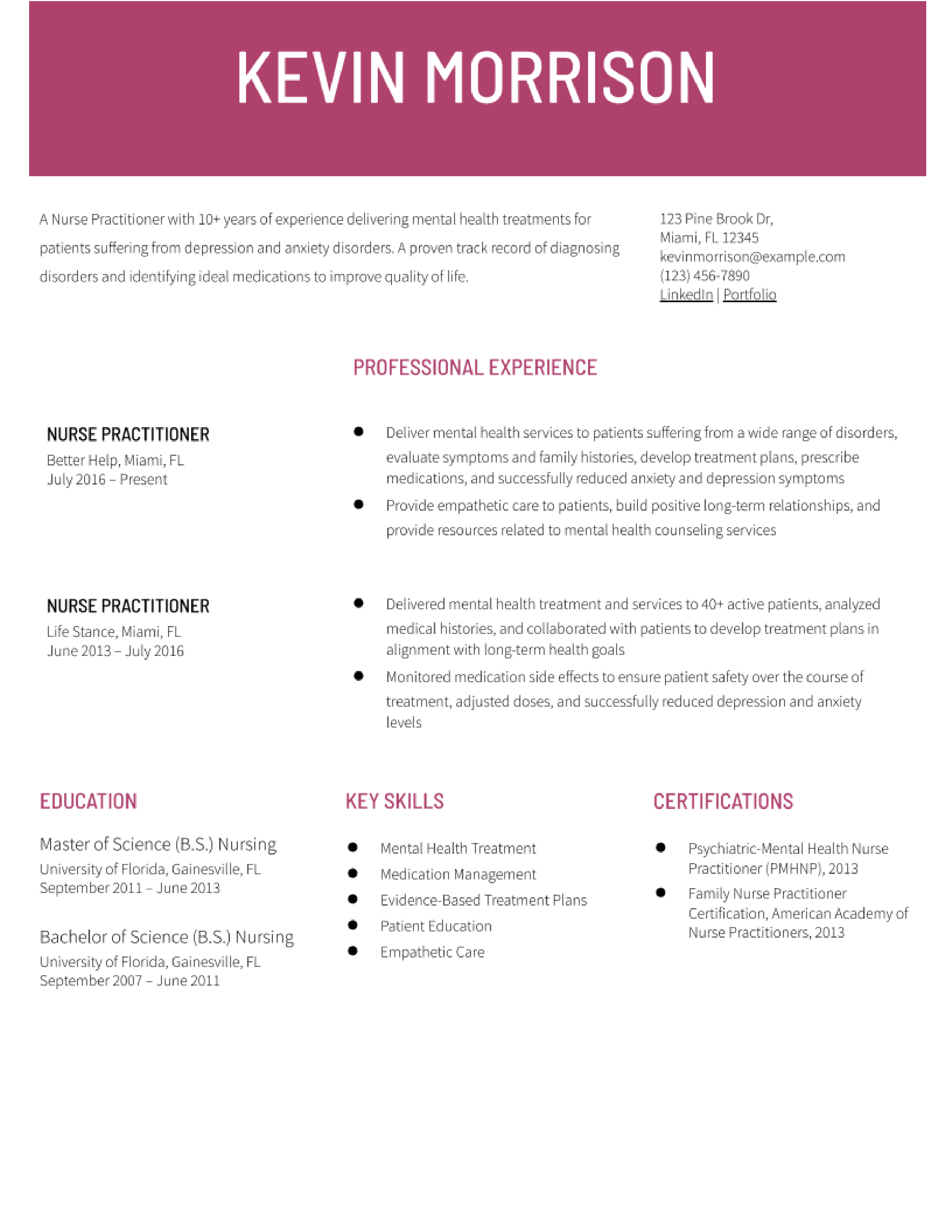 entry level nurse practitioner resume examples