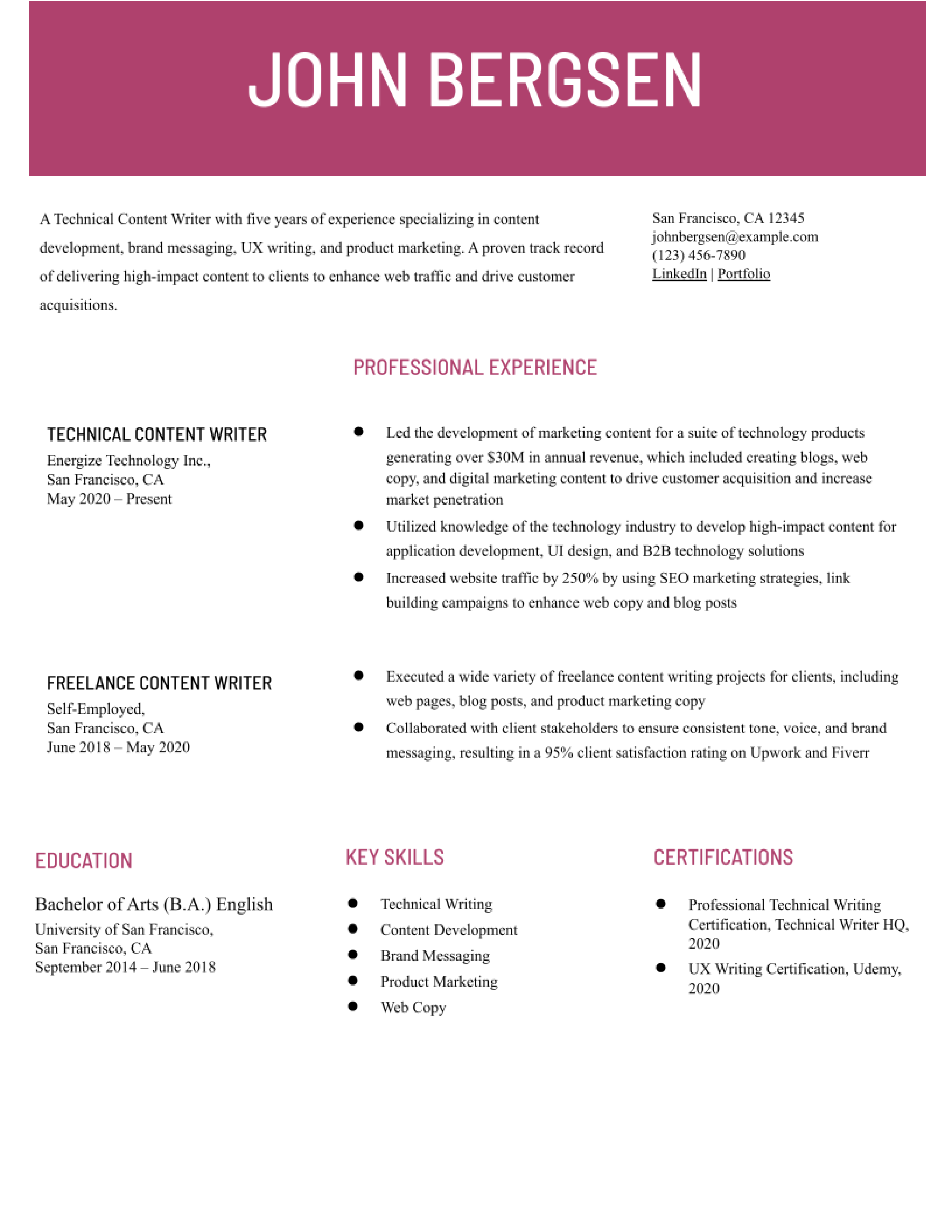 Content Writer Resume Examples and Templates for 2024 - ResumeBuilder.com