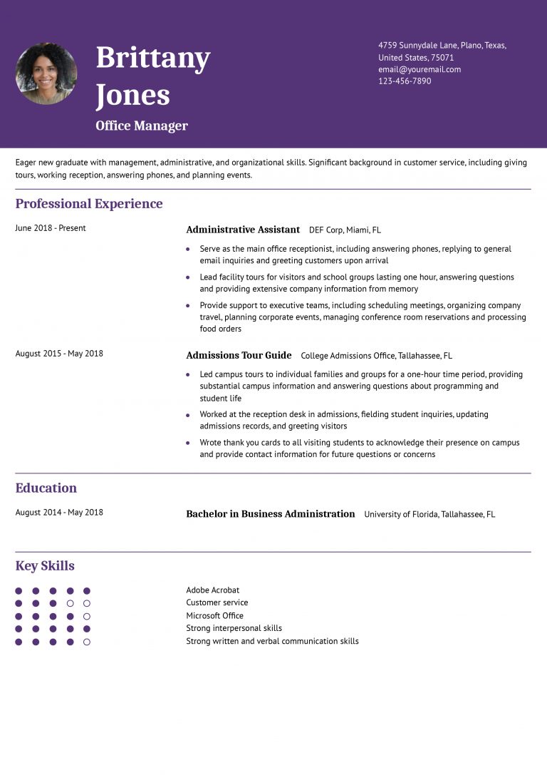 Office Manager Resume Examples And Templates For 2024 ResumeBuilder Com   Office Manager Mid Level 768x1087 