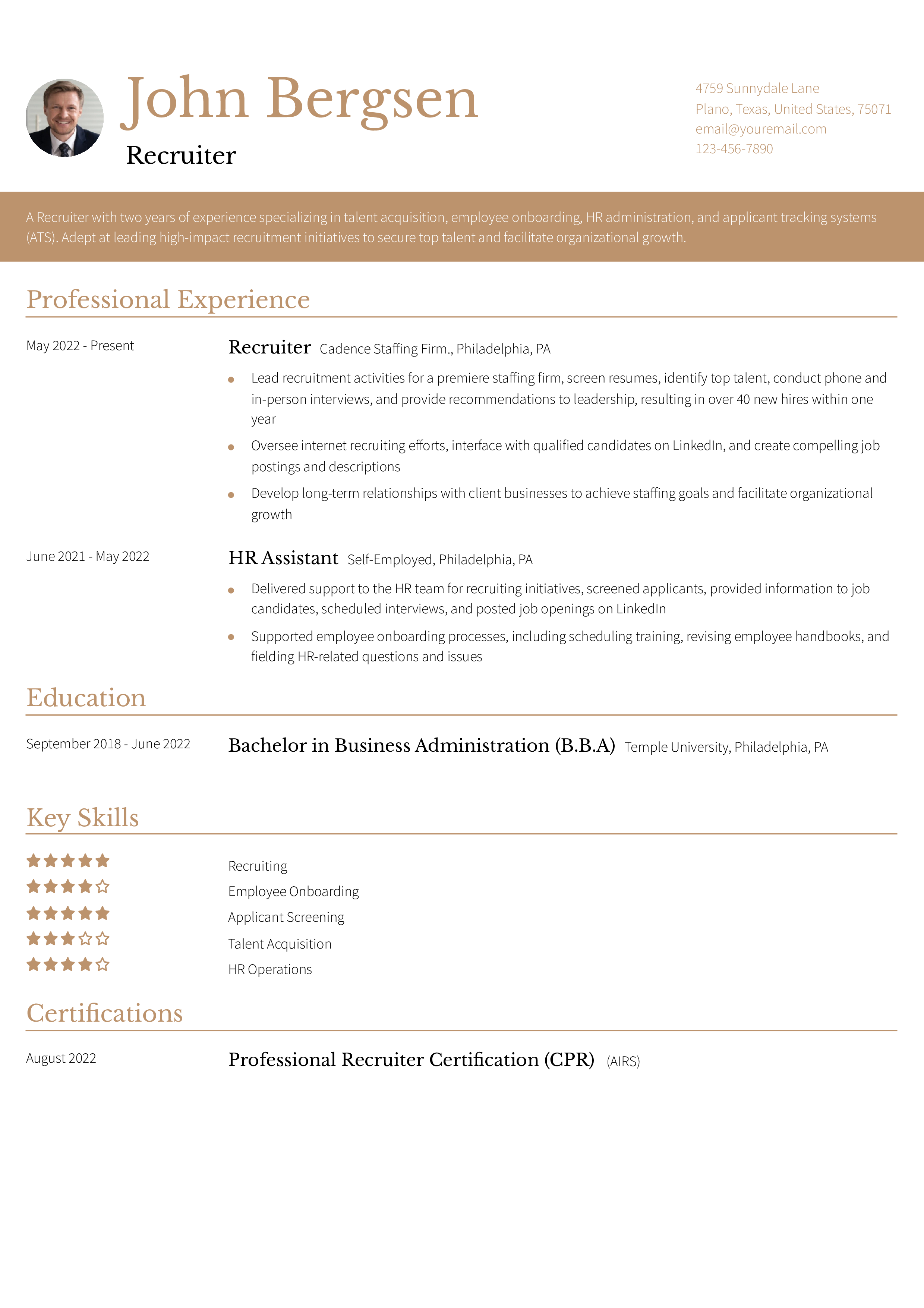 Recruiter Resume Examples and Templates for 2024