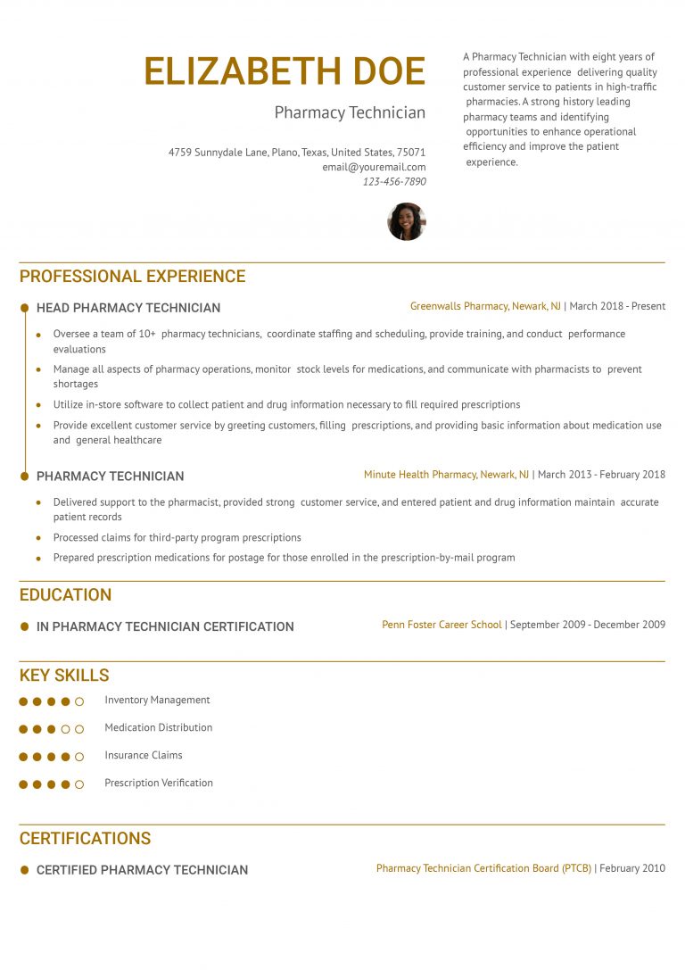 8 Pharmacy Technician Resume Examples and Templates for 2024 ...