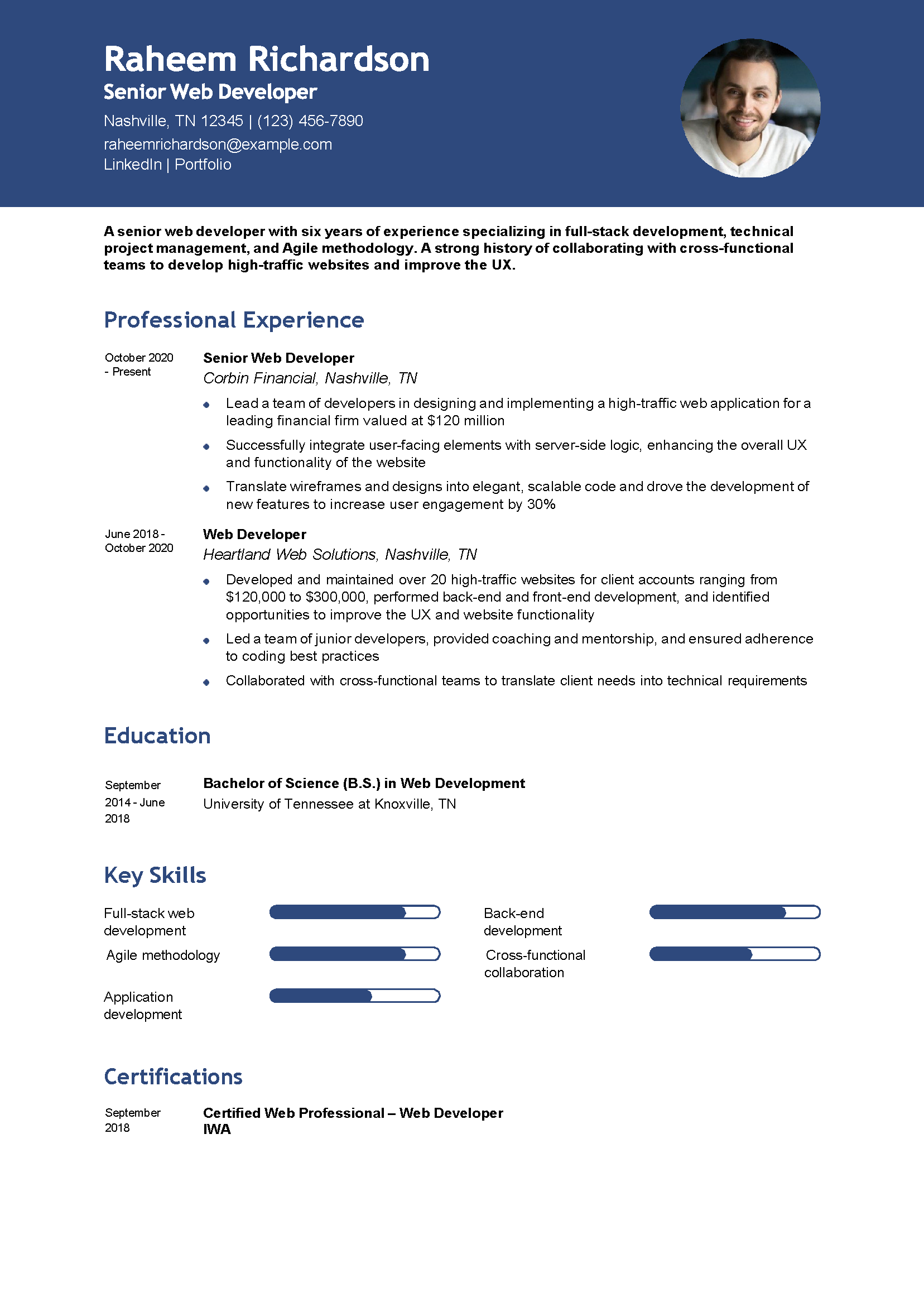 Python Web Developer Resume Example