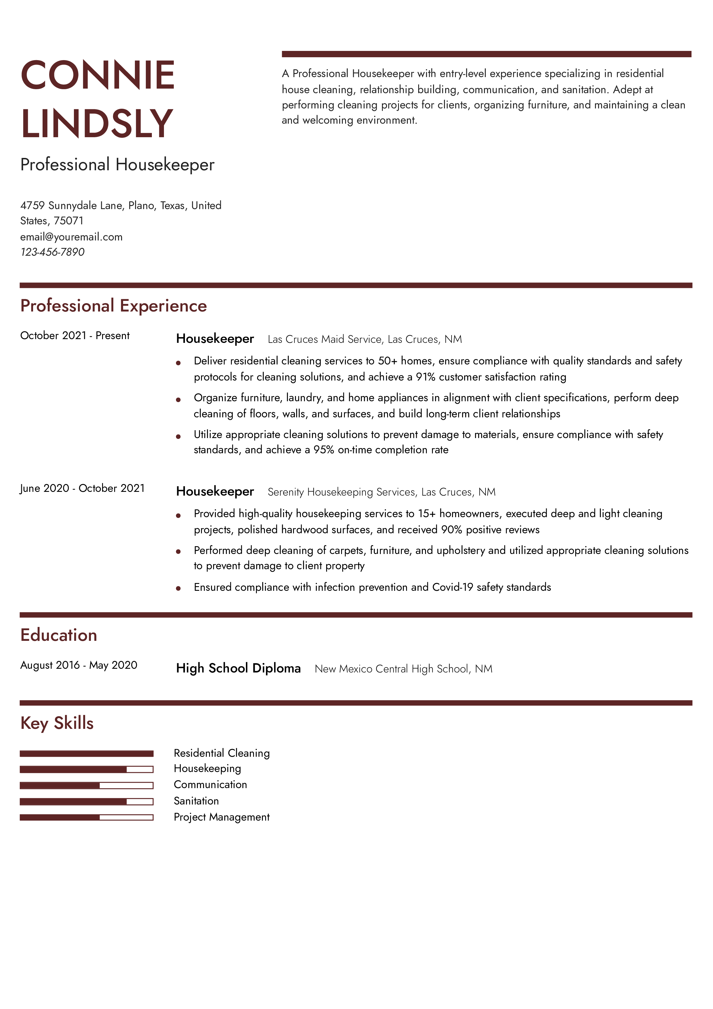 12 Housekeeper Resume Examples and Templates for 2024