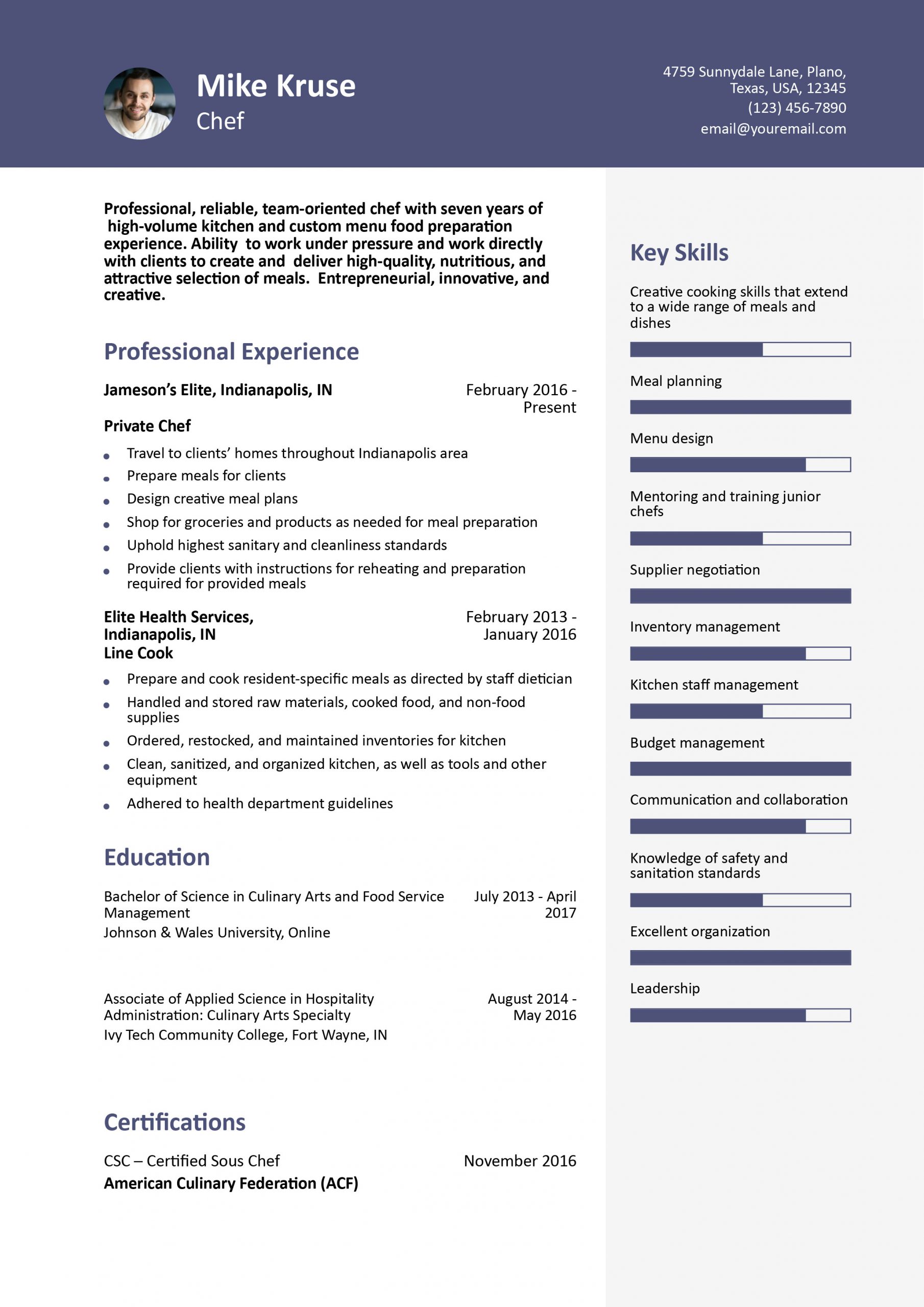 Chef Resume Examples and Templates for 2024