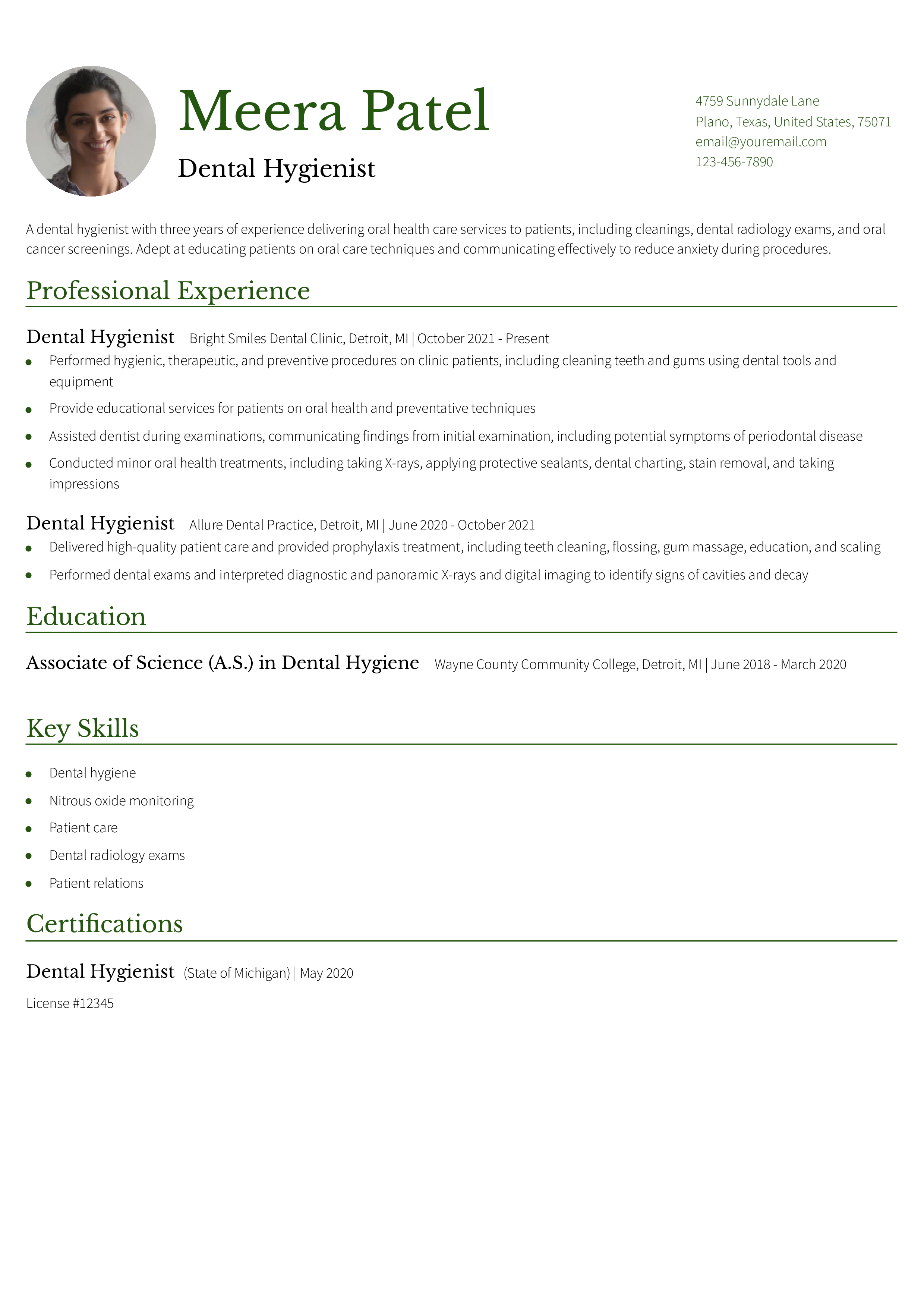 Dental Hygienist Resume Examples and Templates for 2024