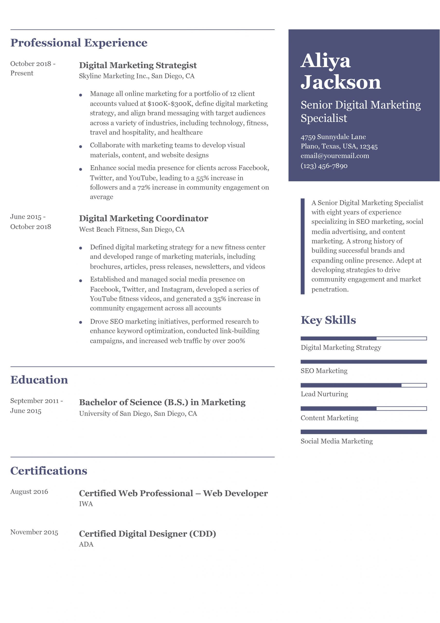 10 Marketing Resume Examples and Templates for 2024