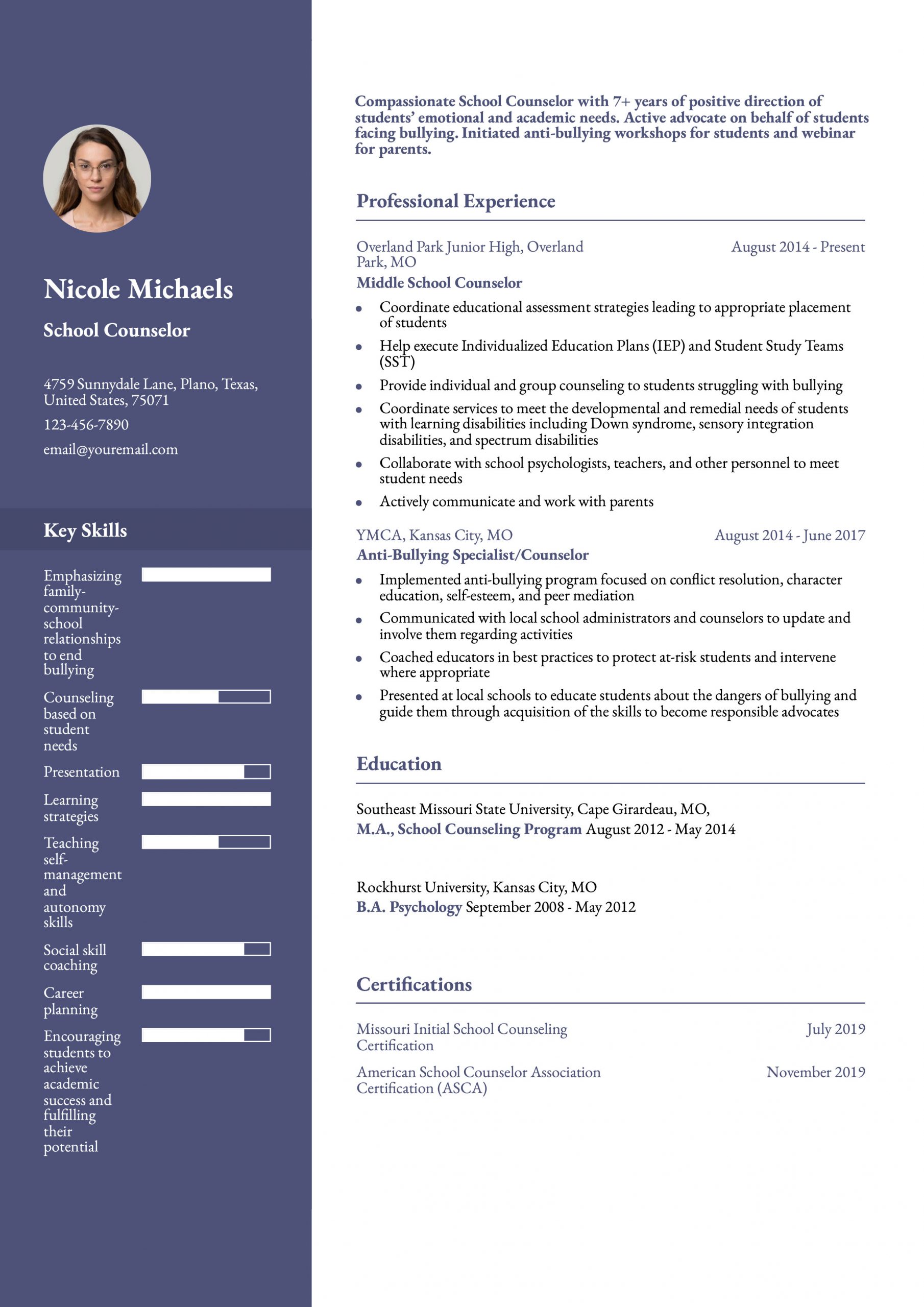 School Counselor Resume Examples and Templates for 2024