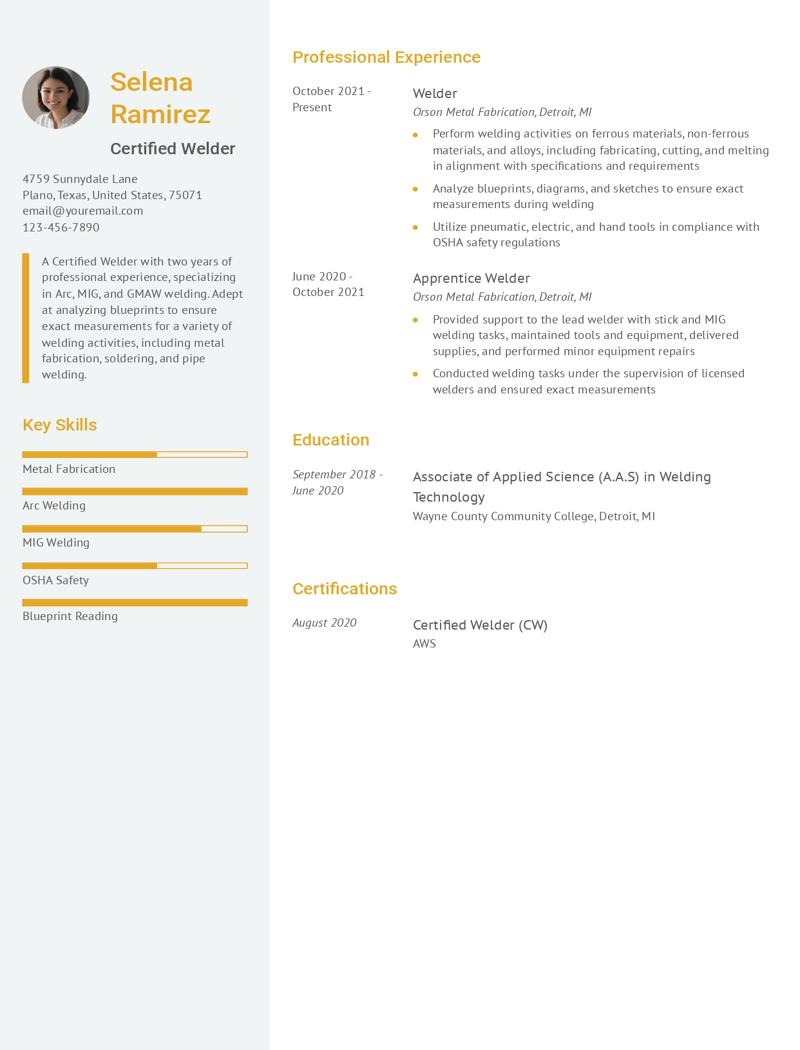 Welder Resume Examples and Templates for 2024