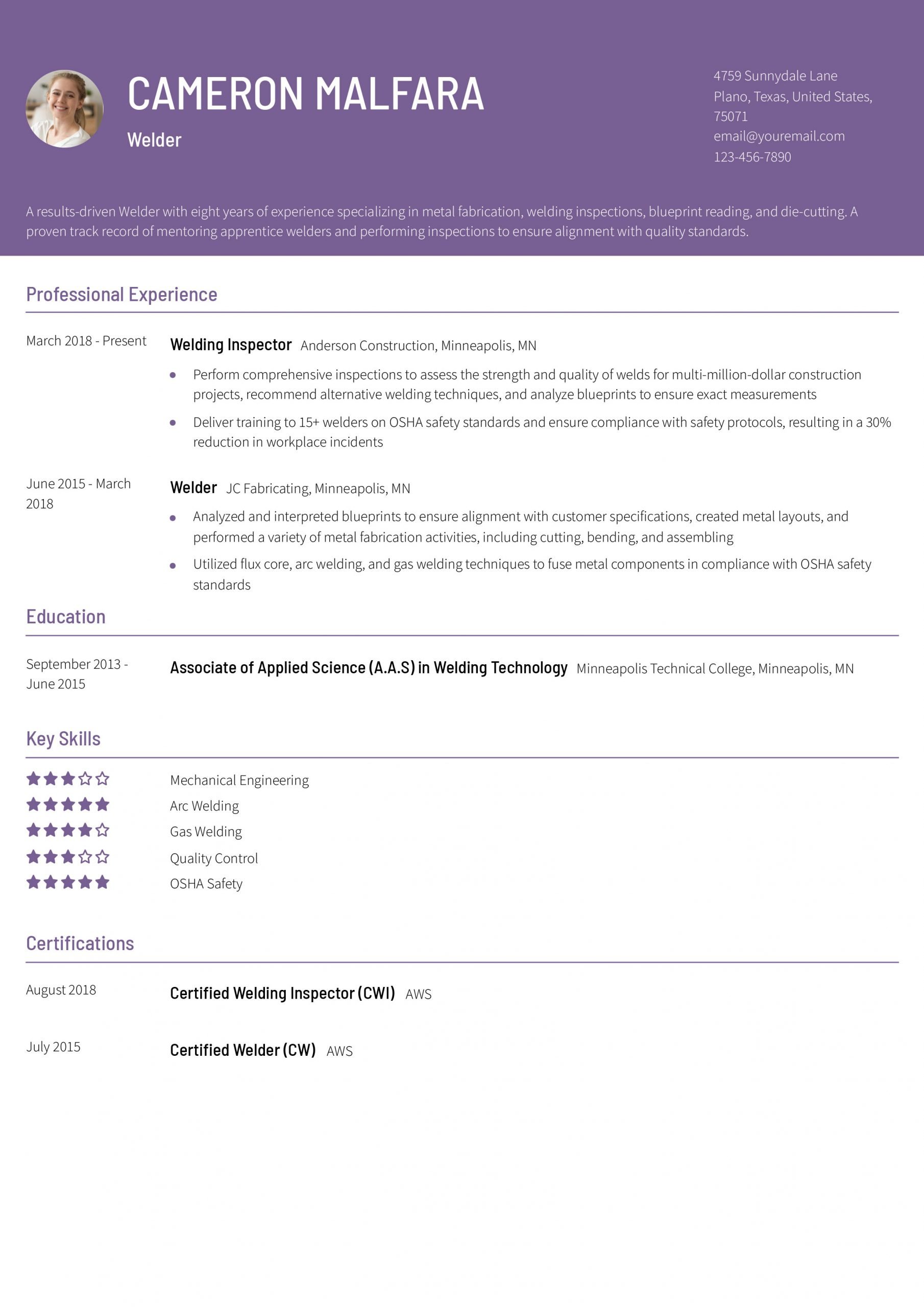 Welder Resume Examples and Templates for 2024