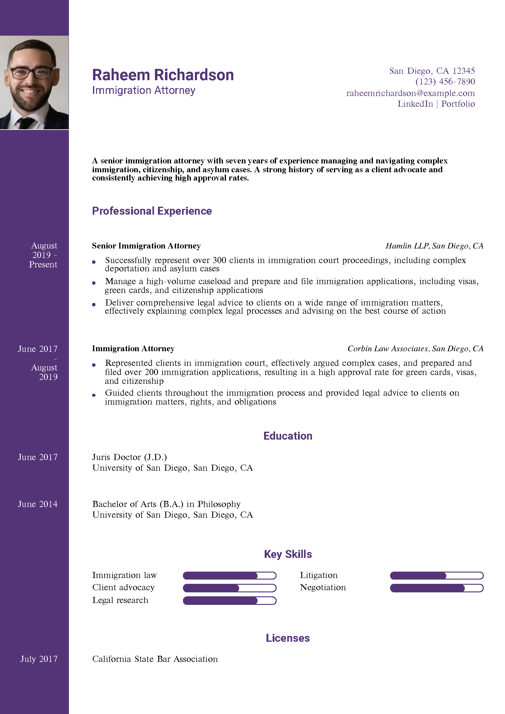 Immigration Attorney Resume Example