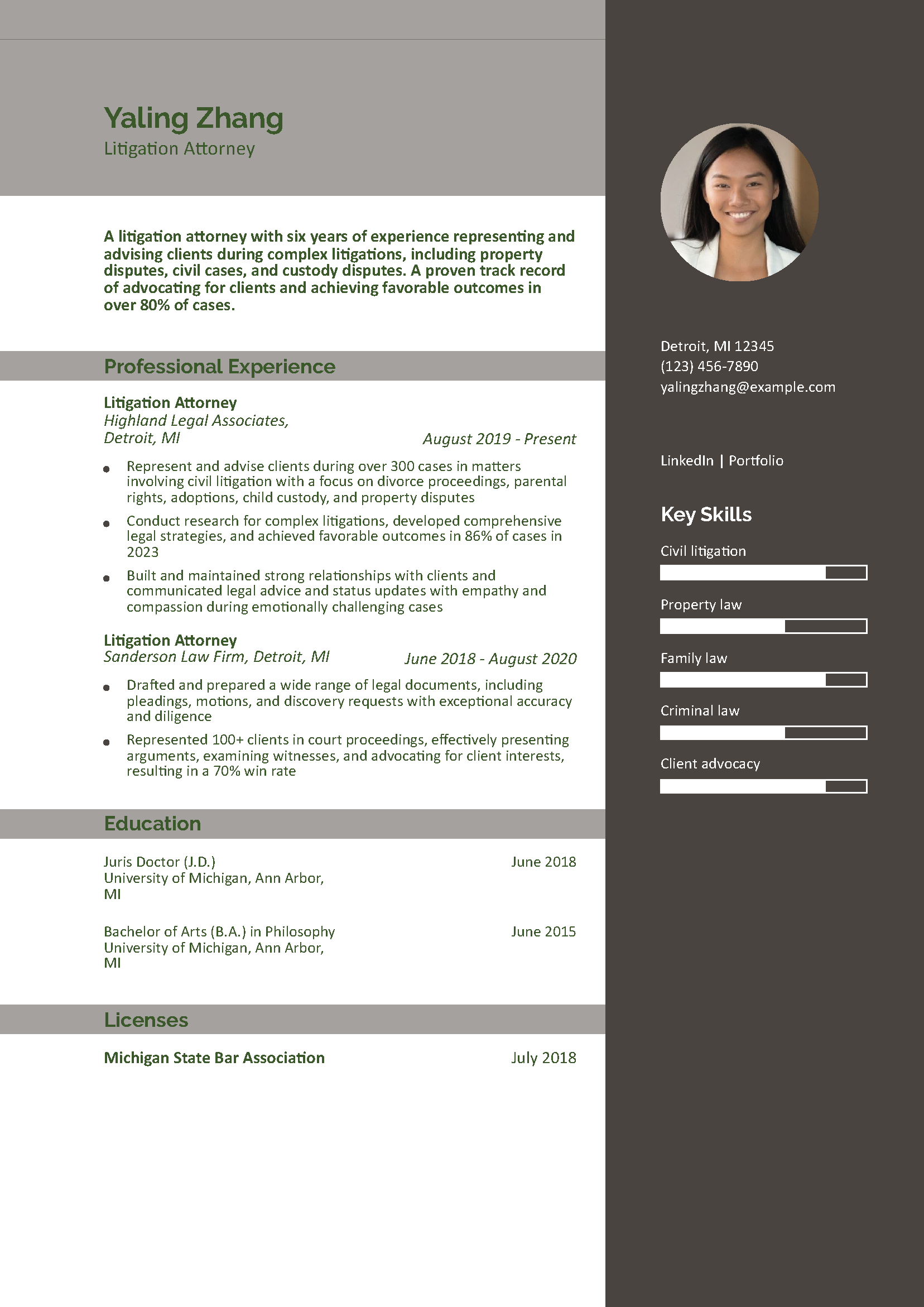 Litigation Attorney Resume Example