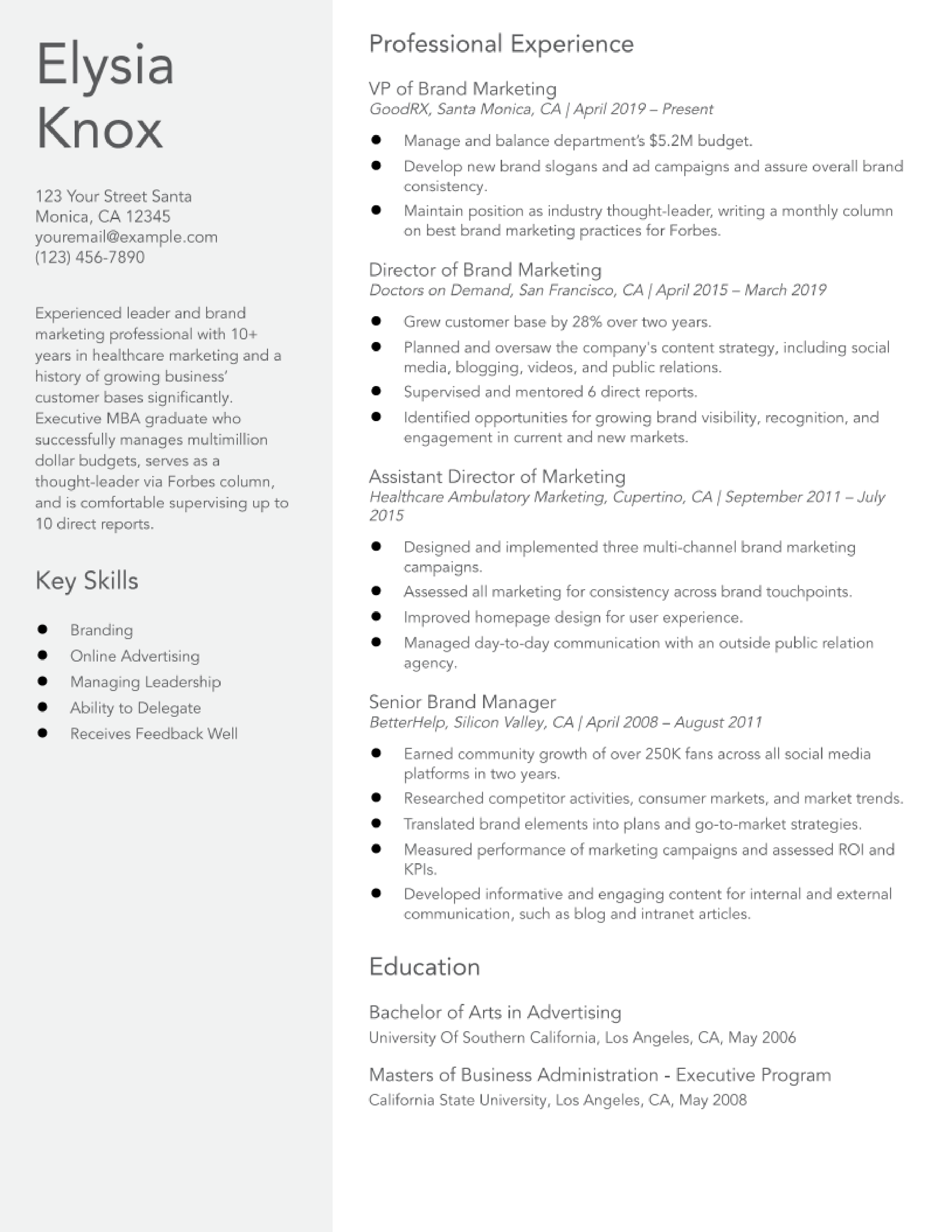 Marketing Manager Resume Examples and Templates for 2024