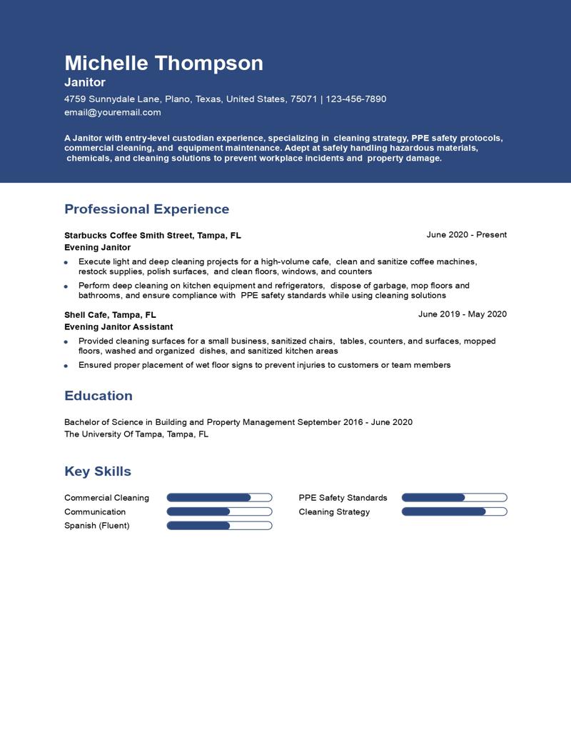 Entry-Level Janitor Resume Examples and Templates for 2024