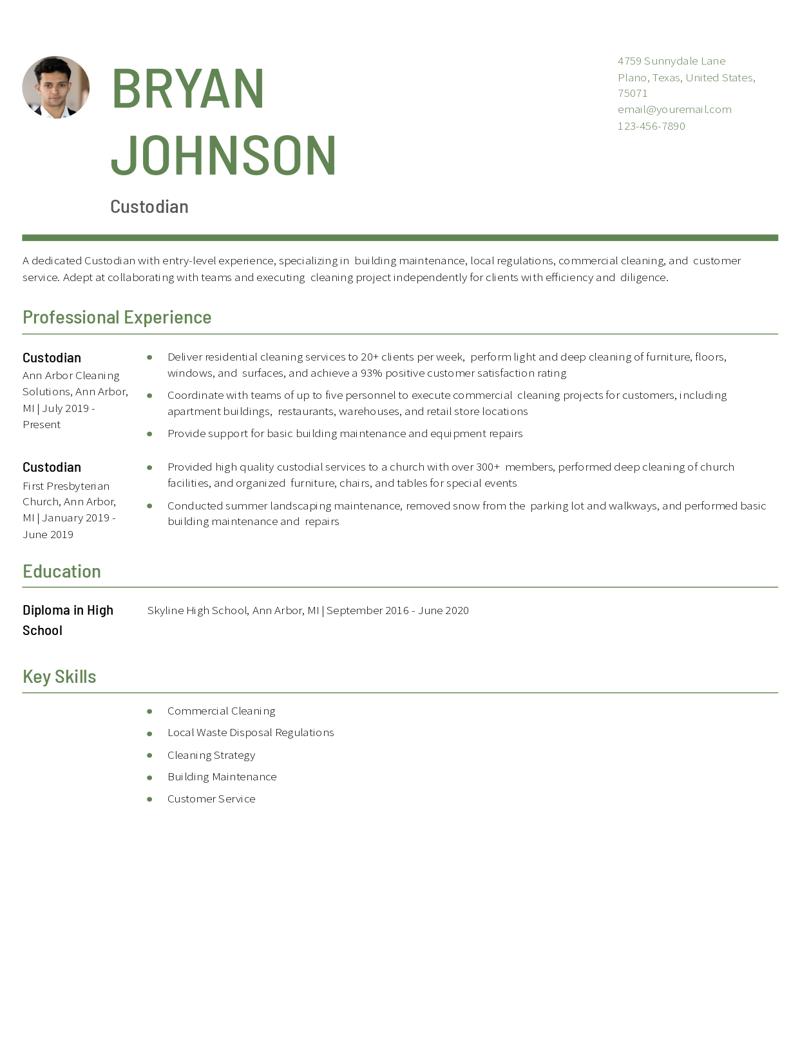 Custodian Resume Examples and Templates for 2024
